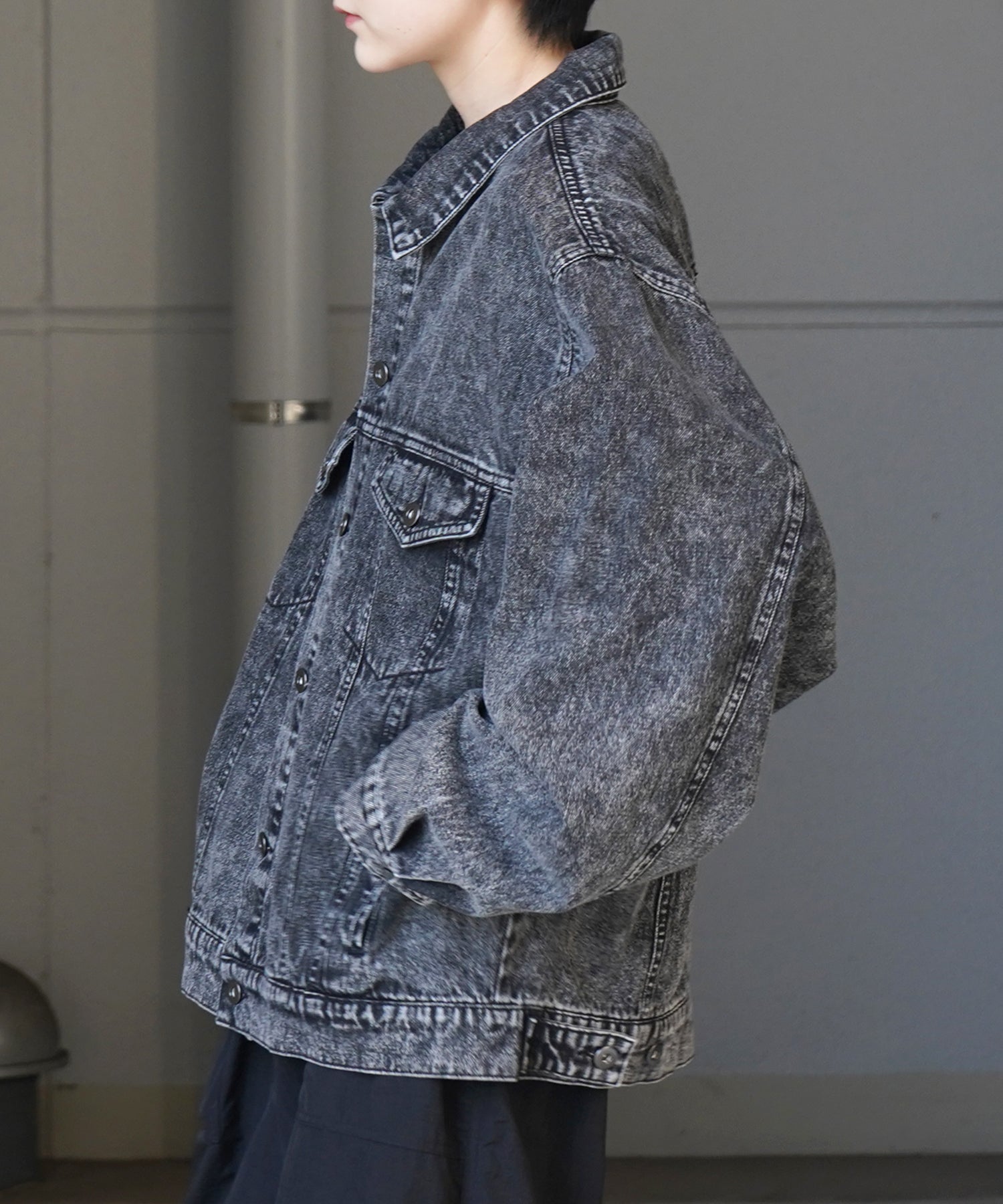 【新色追加】ビッグシルエット ヴィンテージライク ケミカルウォッシュ加工 Gジャン デニムジャケット