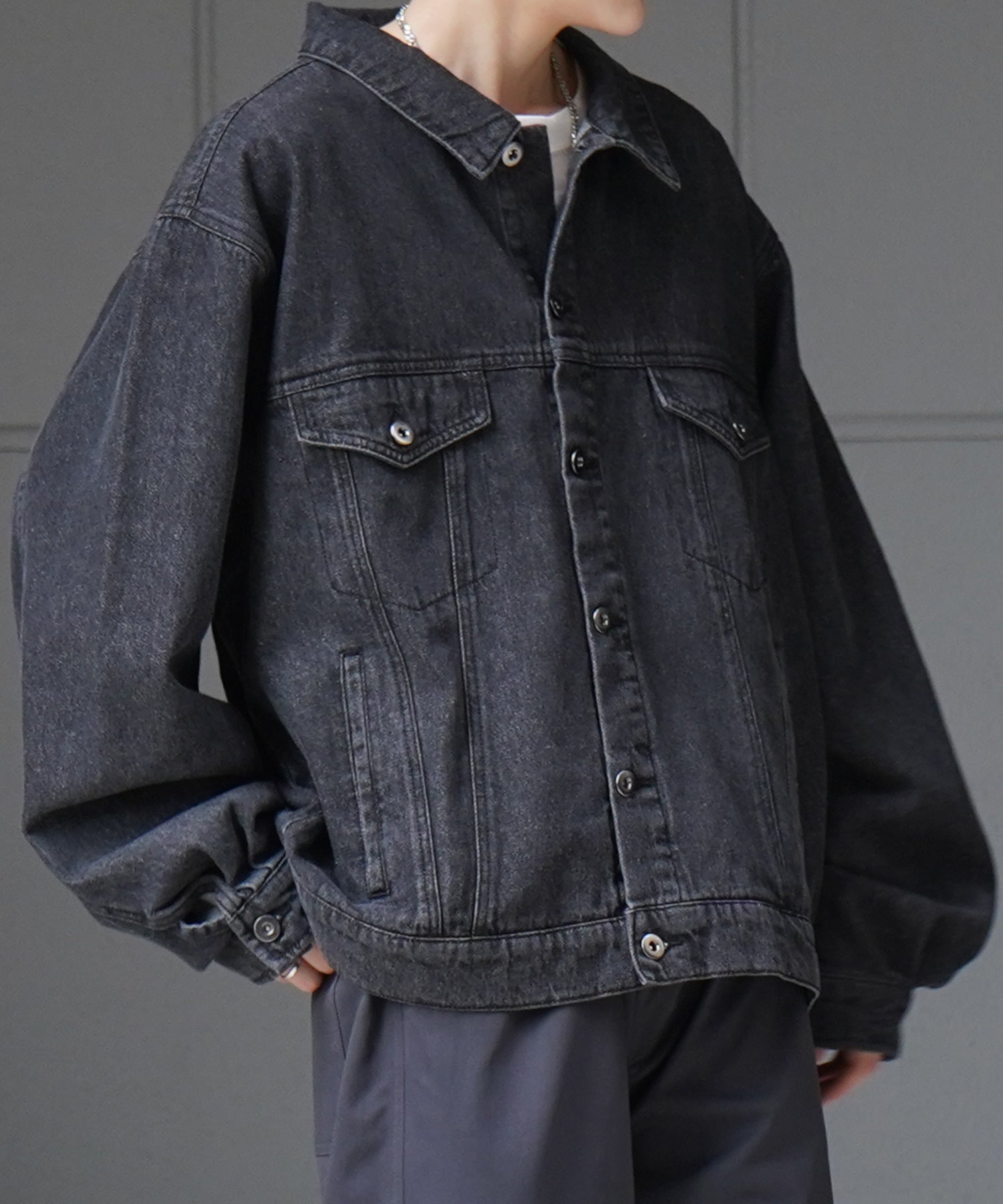 【新色追加】ビッグシルエット ヴィンテージライク ケミカルウォッシュ加工 Gジャン デニムジャケット