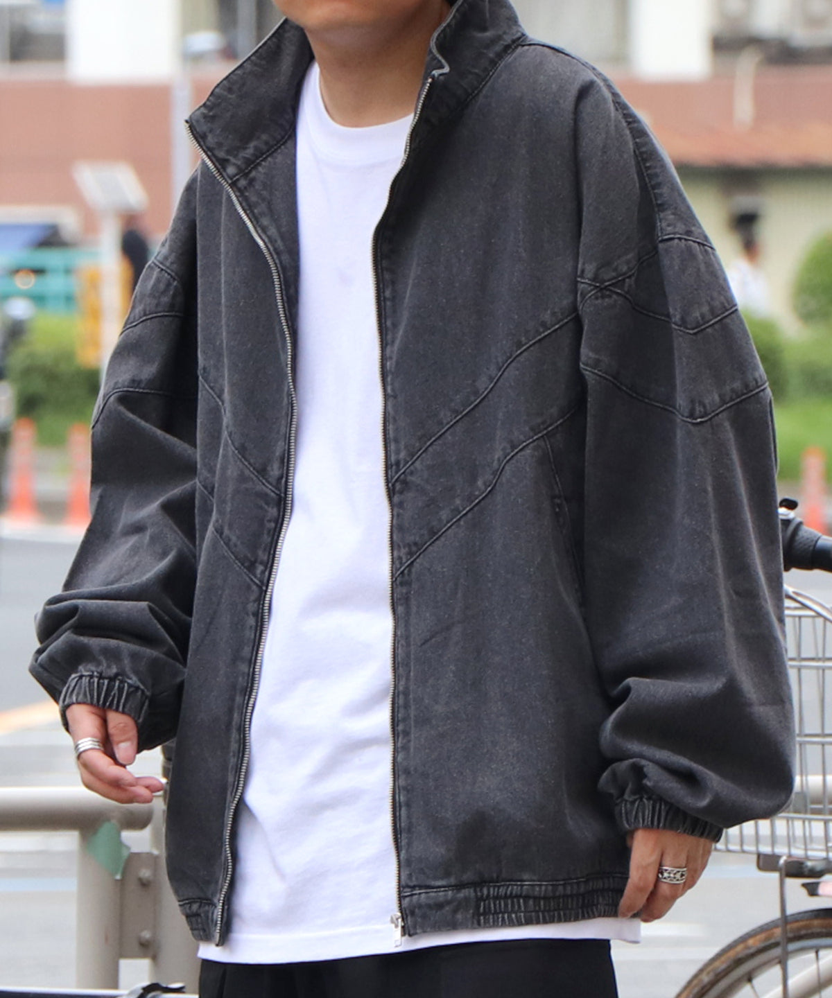 25SS ビッグシルエット ヴィンテージライク 切り替えデニムブルゾン ジャケット