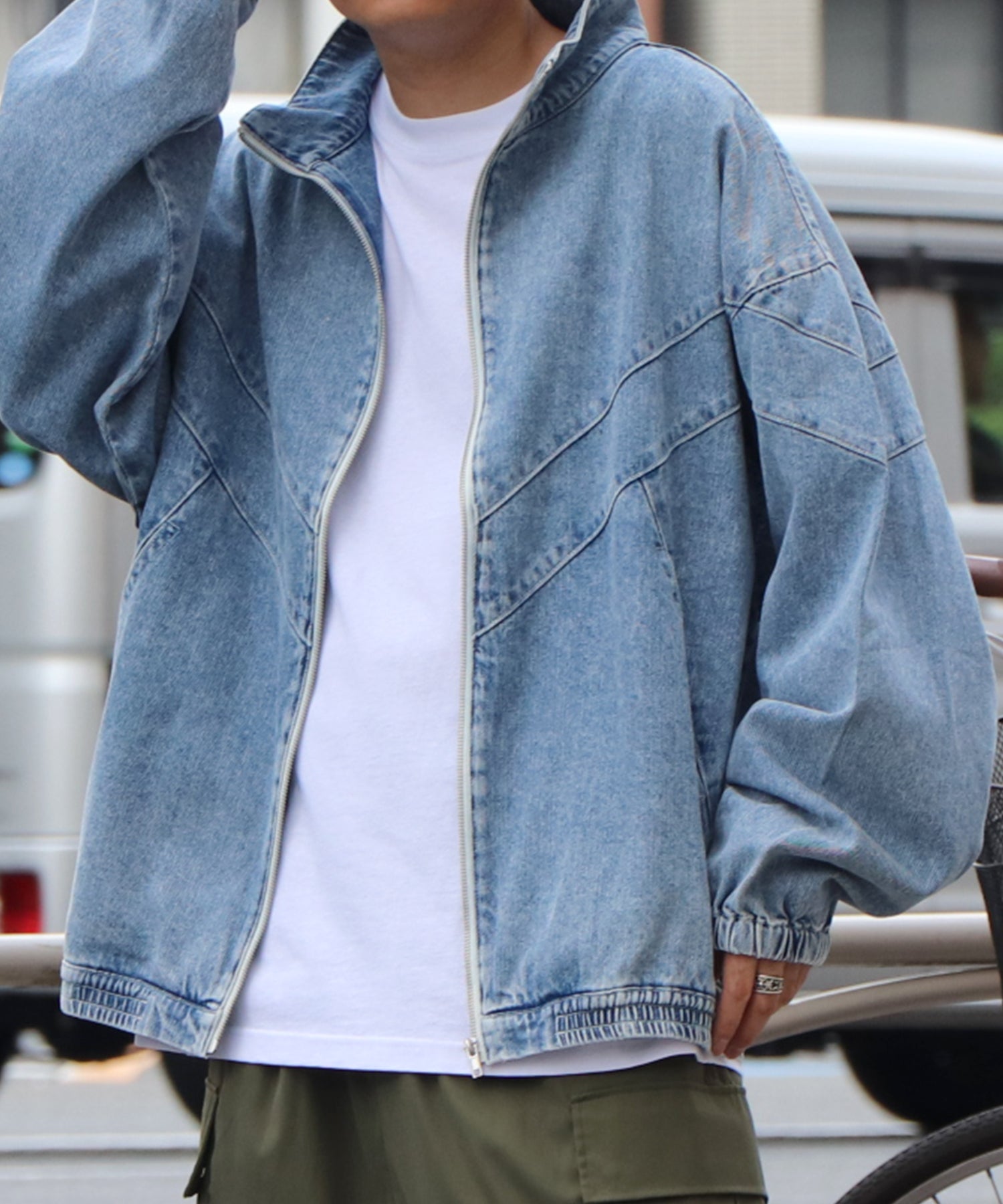 25SS ビッグシルエット ヴィンテージライク 切り替えデニムブルゾン ジャケット