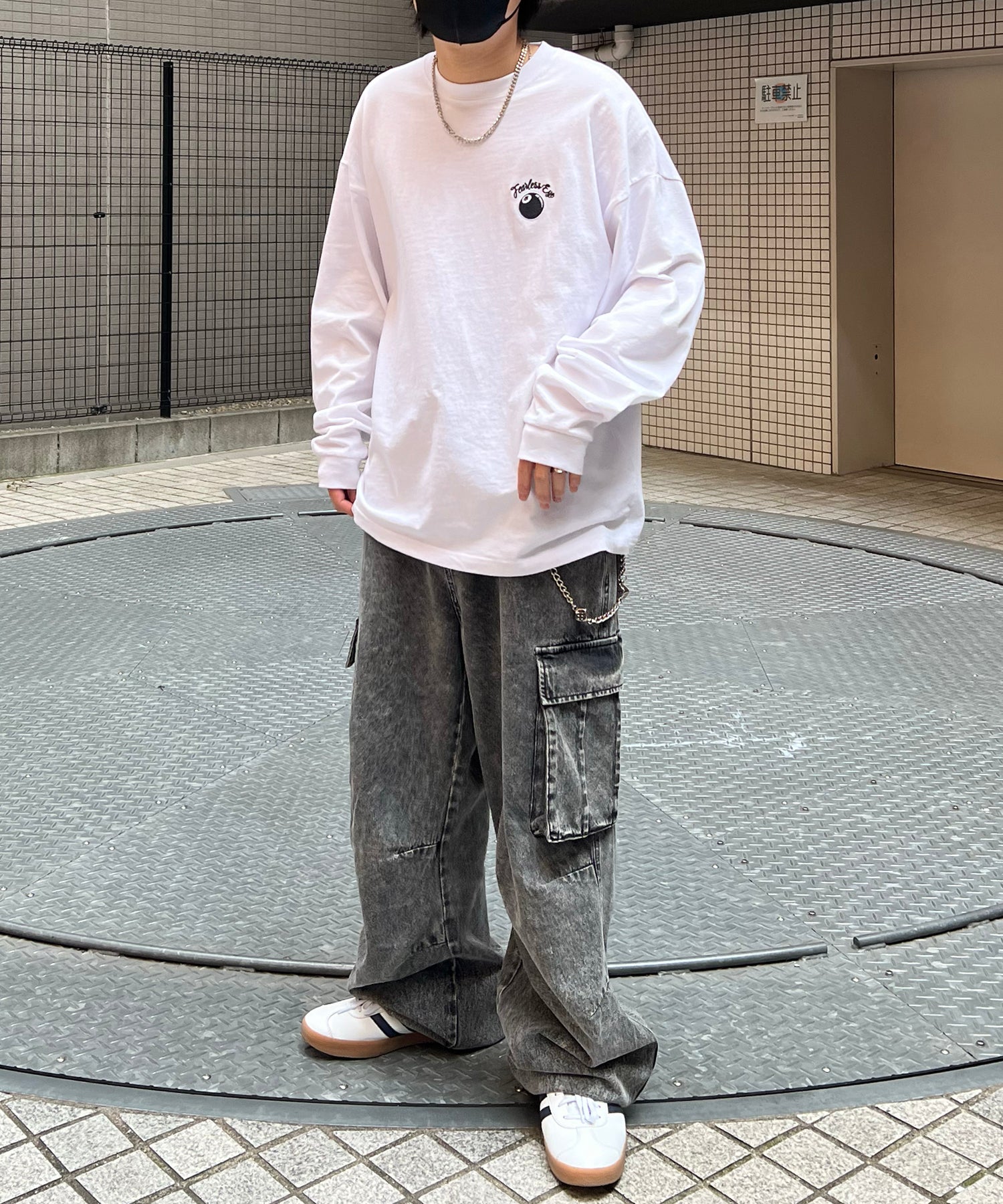 8ボール&ダイス ワンポイント刺繍 / バックプリント ビッグシルエットロンT