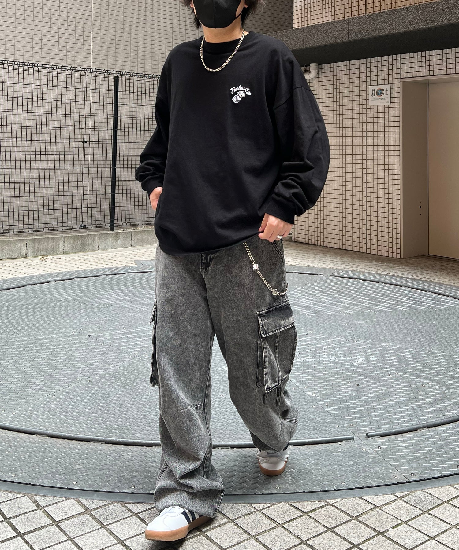 8ボール&ダイス ワンポイント刺繍 / バックプリント ビッグシルエットロンT