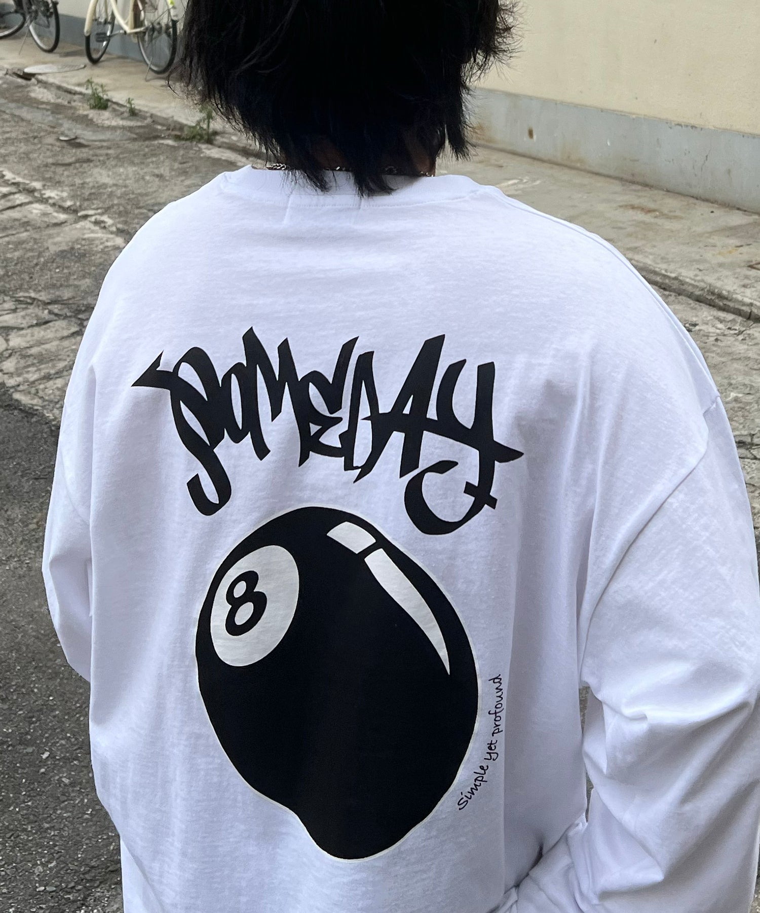 8ボール&ダイス ワンポイント刺繍 / バックプリント ビッグシルエットロンT