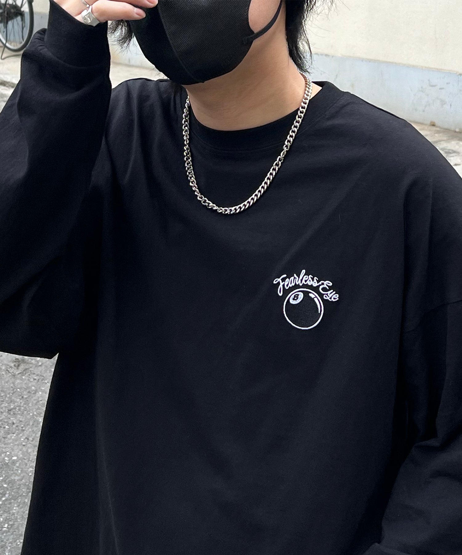 8ボール&ダイス ワンポイント刺繍 / バックプリント ビッグシルエットロンT