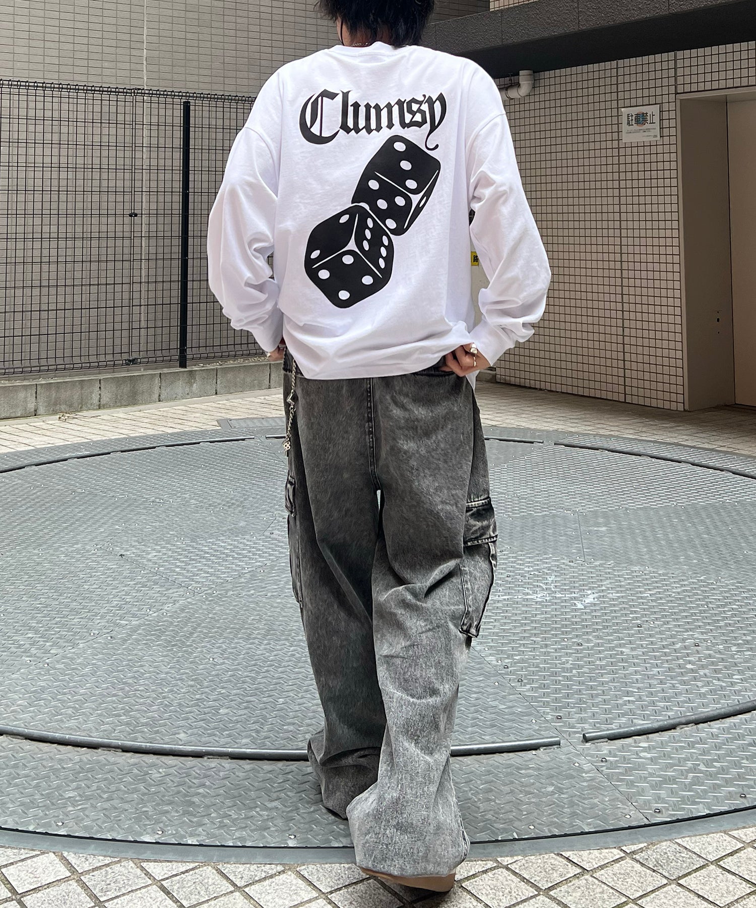 8ボール&ダイス ワンポイント刺繍 / バックプリント ビッグシルエットロンT