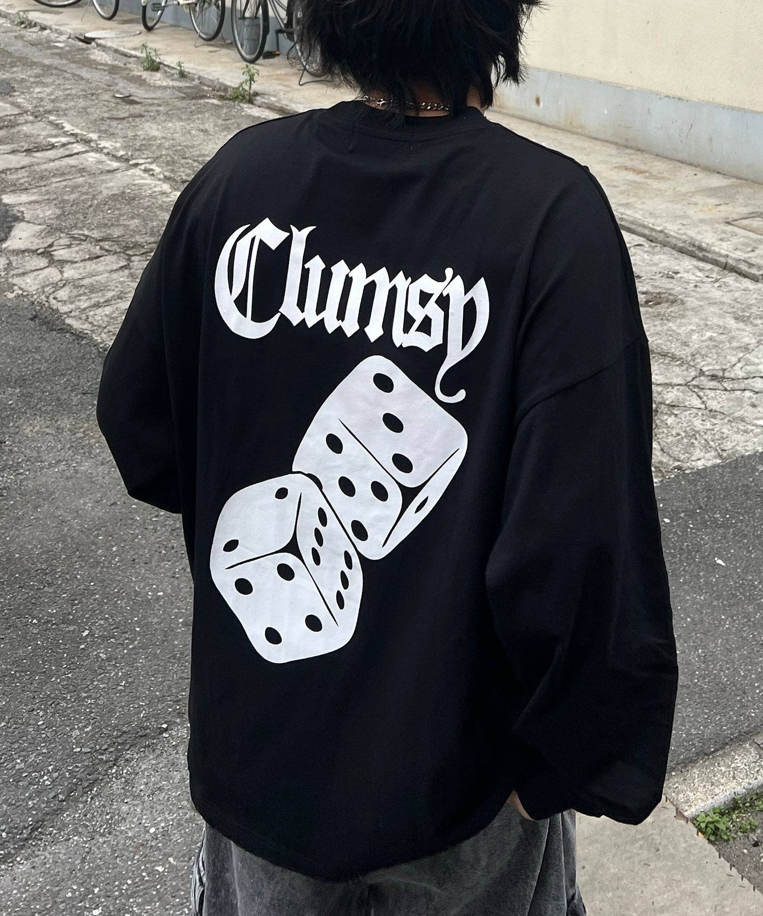 8ボール&ダイス ワンポイント刺繍 / バックプリント ビッグシルエットロンT