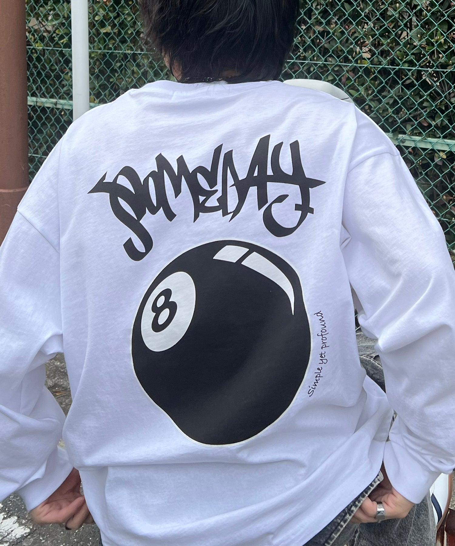 8ボール&ダイス ワンポイント刺繍 / バックプリント ビッグシルエットロンT