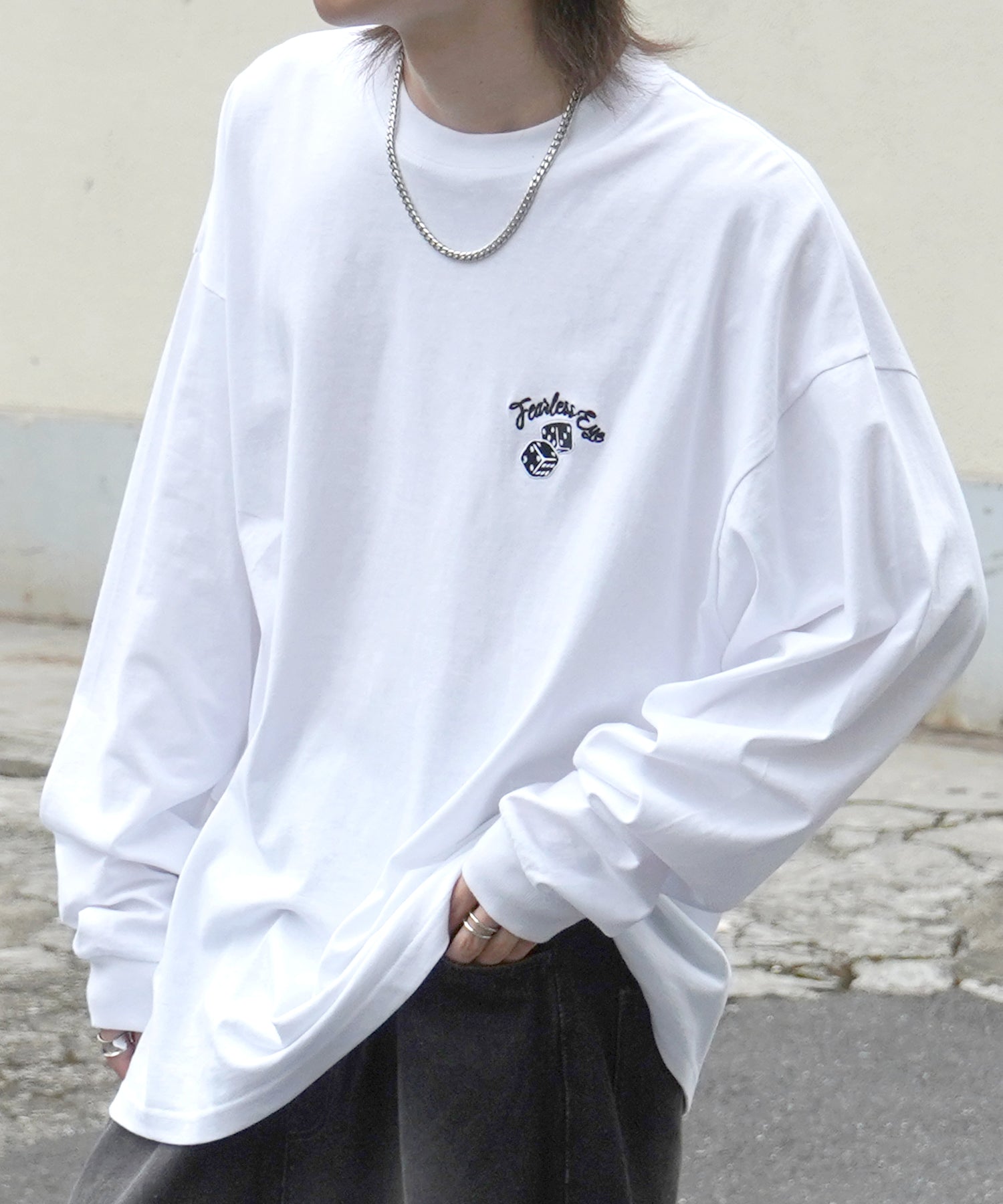 8ボール&ダイス ワンポイント刺繍 / バックプリント ビッグシルエットロンT