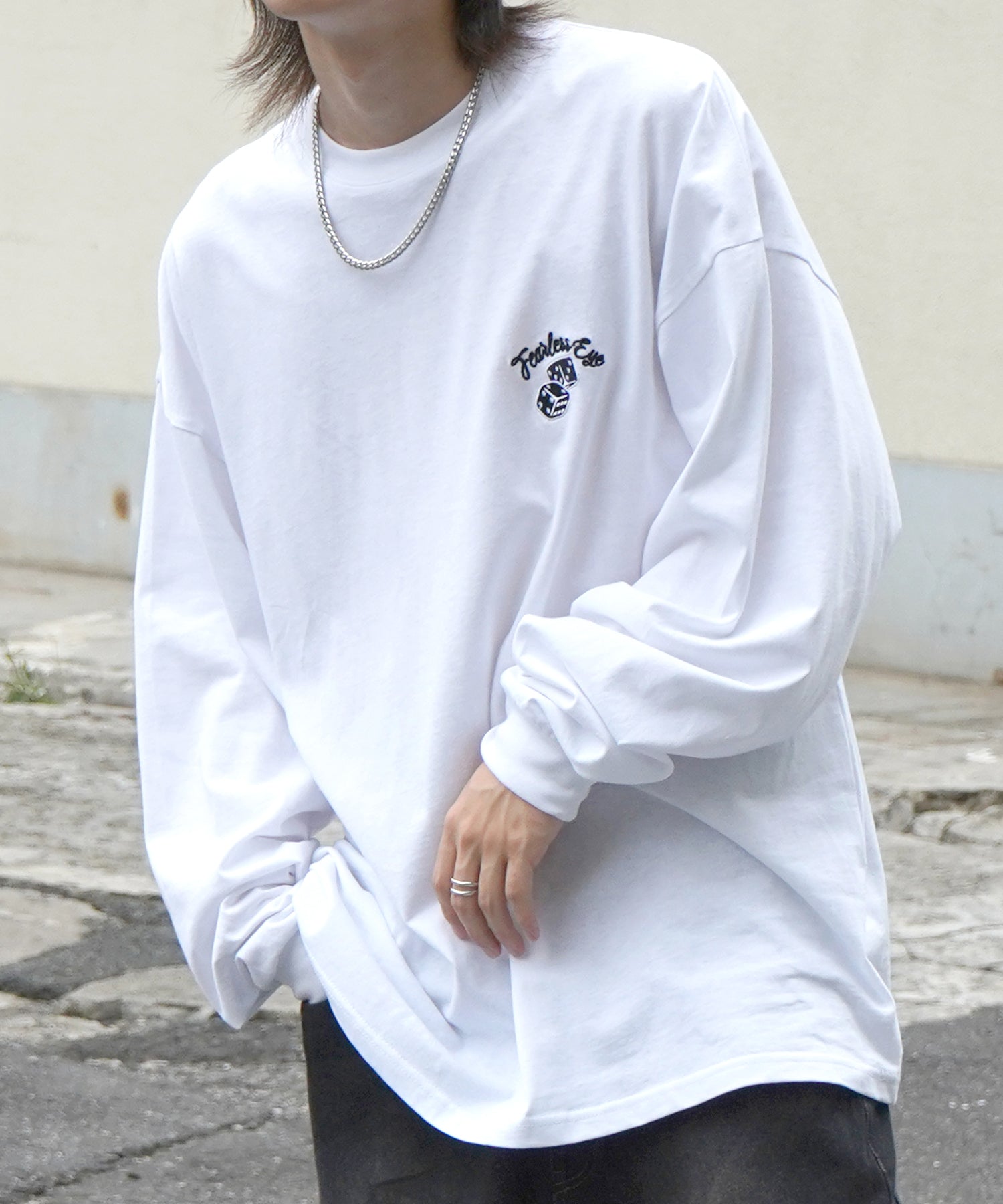 8ボール&ダイス ワンポイント刺繍 / バックプリント ビッグシルエットロンT