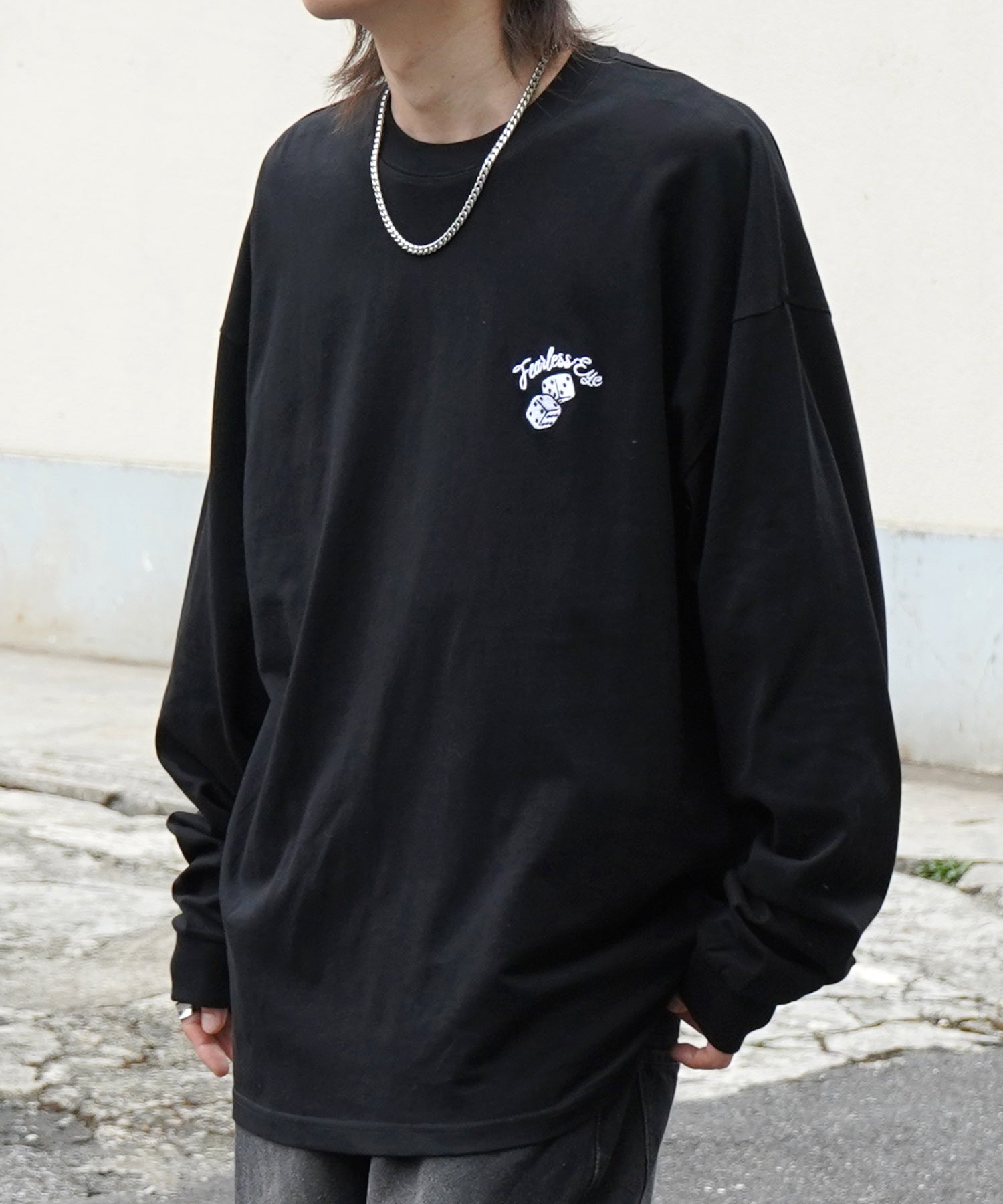 8ボール&ダイス ワンポイント刺繍 / バックプリント ビッグシルエットロンT