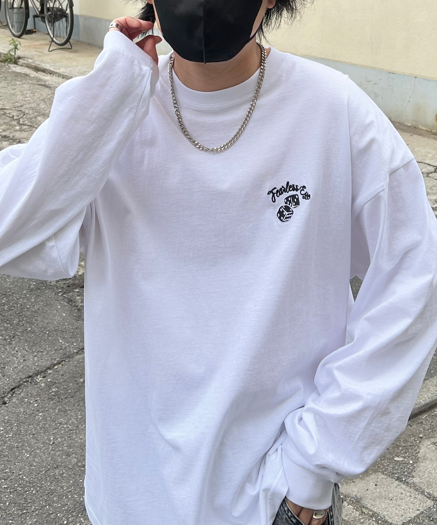 8ボール&ダイス ワンポイント刺繍 / バックプリント ビッグシルエットロンT