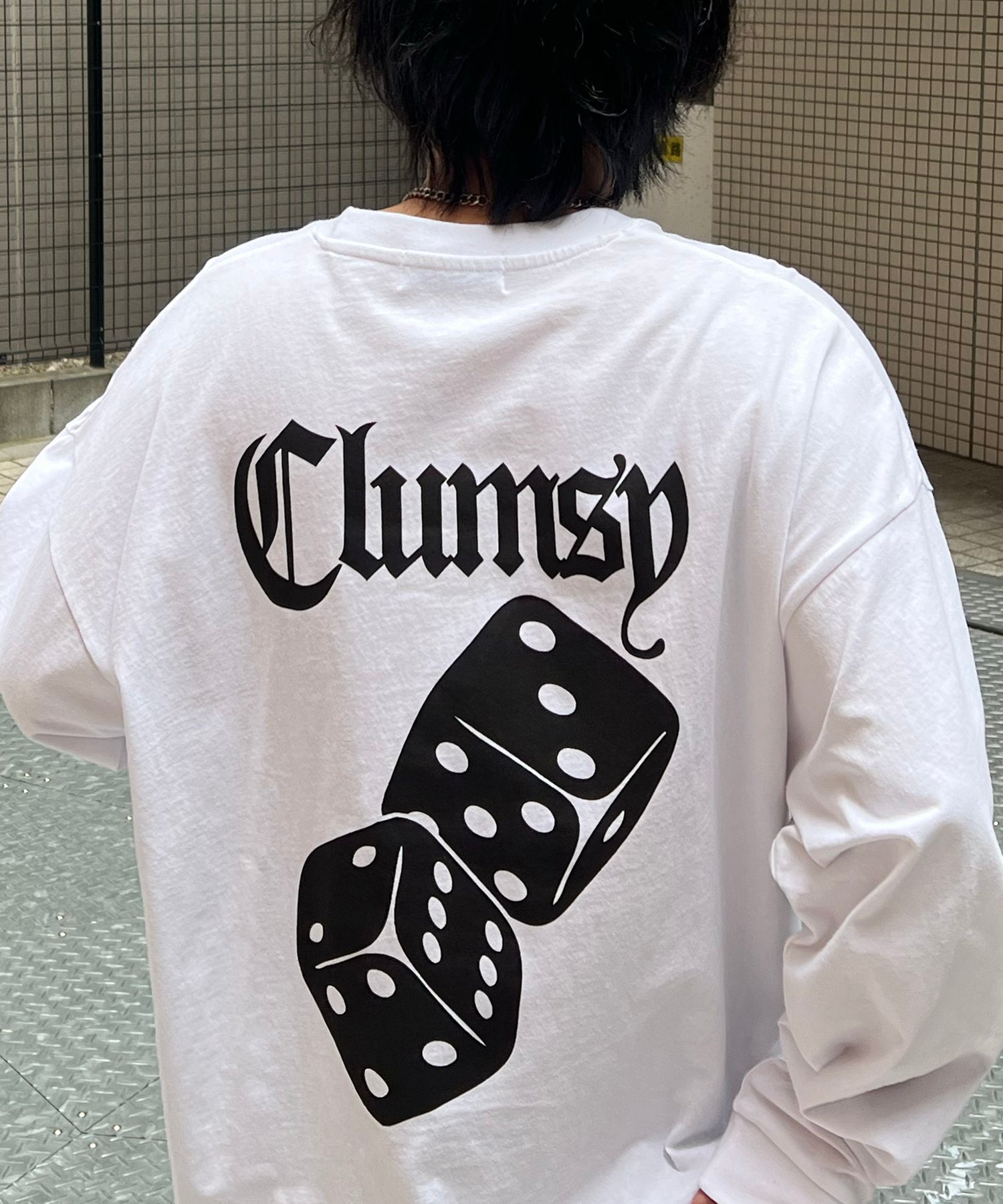 8ボール&ダイス ワンポイント刺繍 / バックプリント ビッグシルエットロンT