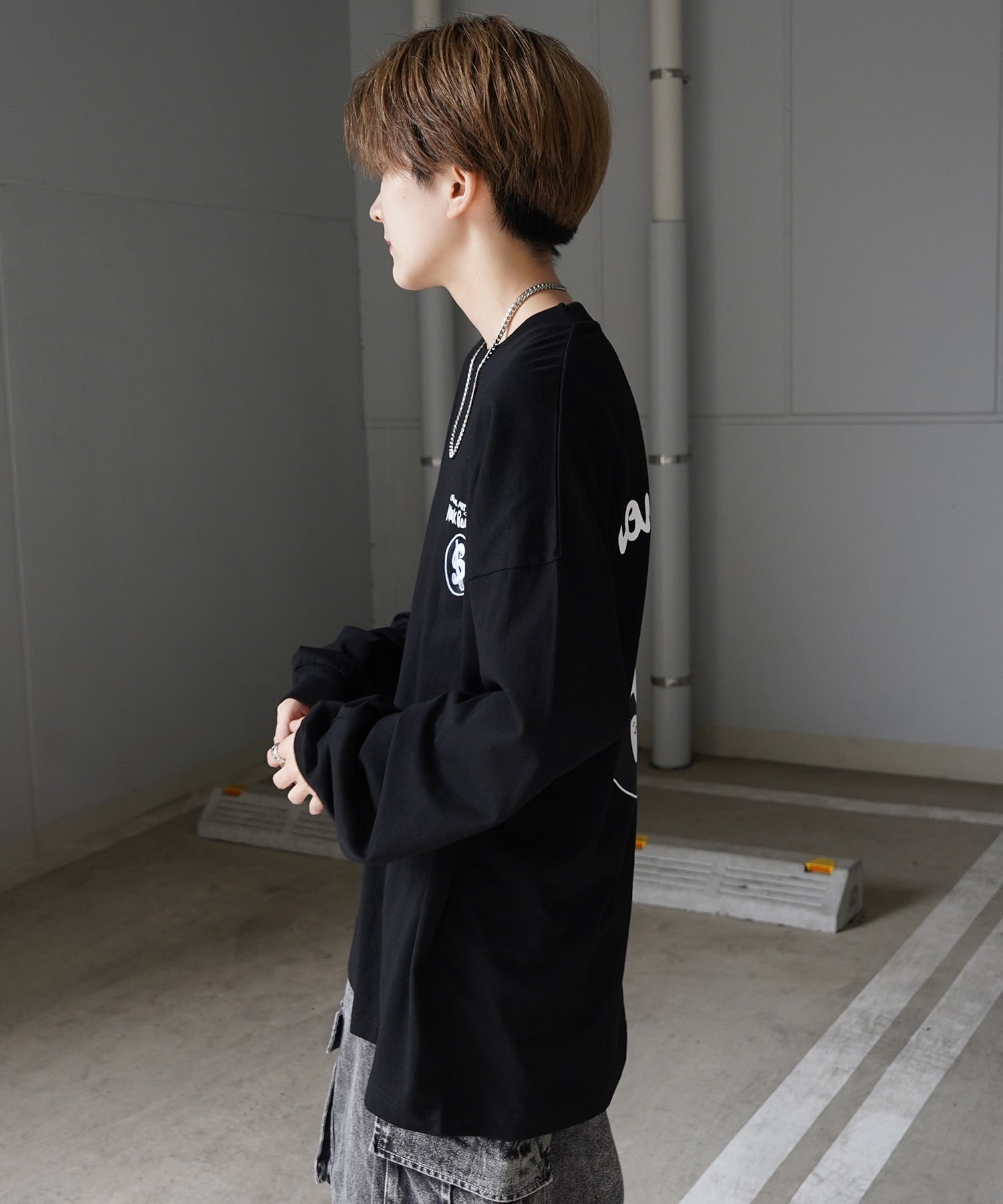 【MARK GONZALES ARTWORK COLLECTION / マーク ゴンザレス】ワンポイント刺繍 / バックプリント / 袖プリント ビッグシルエットロンT