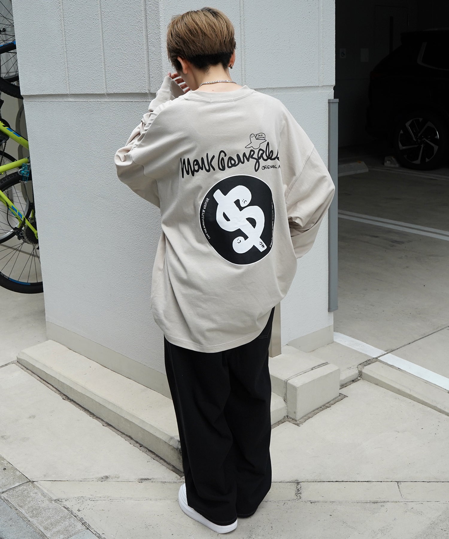 【MARK GONZALES ARTWORK COLLECTION / マーク ゴンザレス】ワンポイント刺繍 / バックプリント / 袖プリント ビッグシルエットロンT