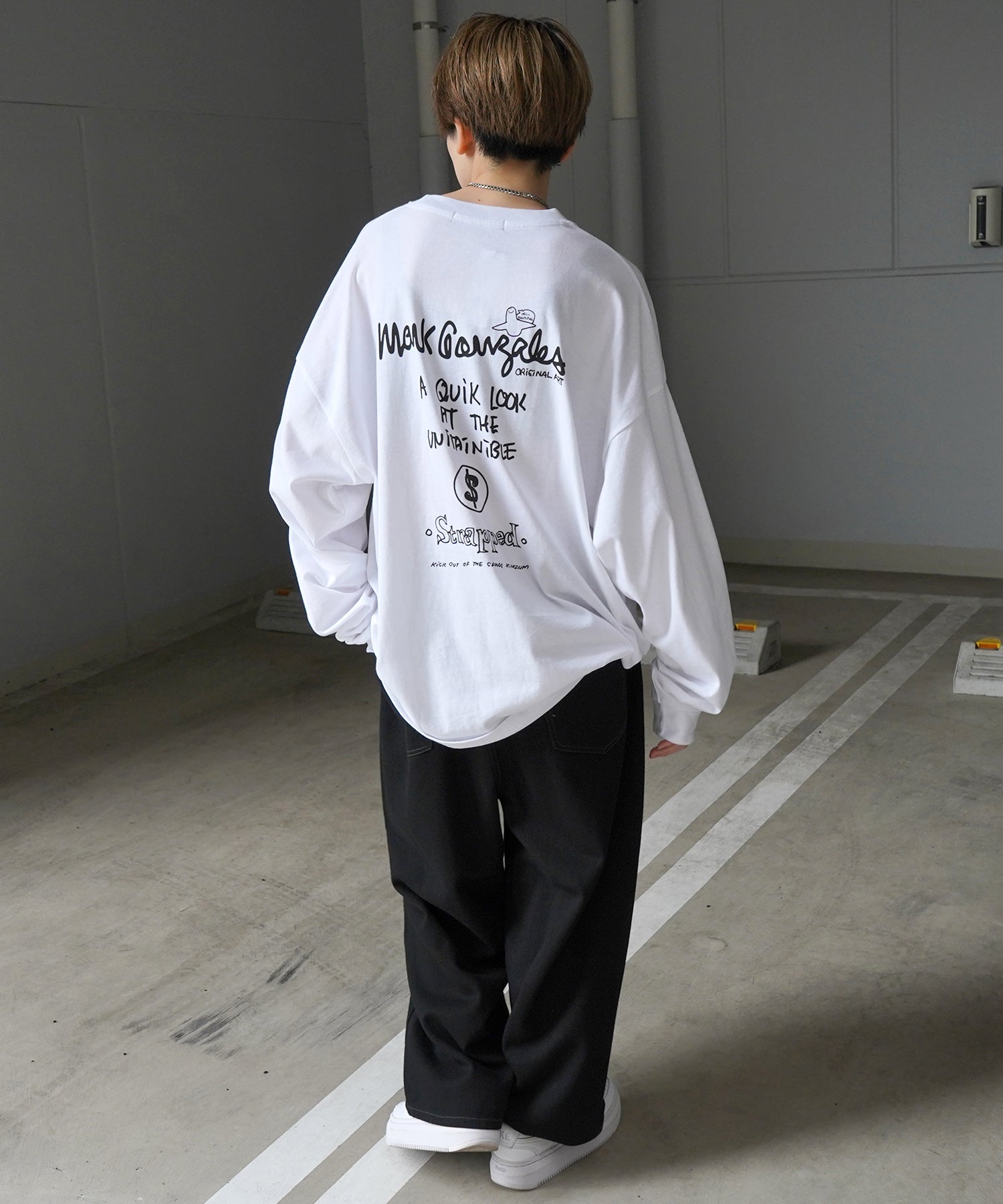 【MARK GONZALES ARTWORK COLLECTION / マーク ゴンザレス】ワンポイント刺繍 / バックプリント / 袖プリント ビッグシルエットロンT