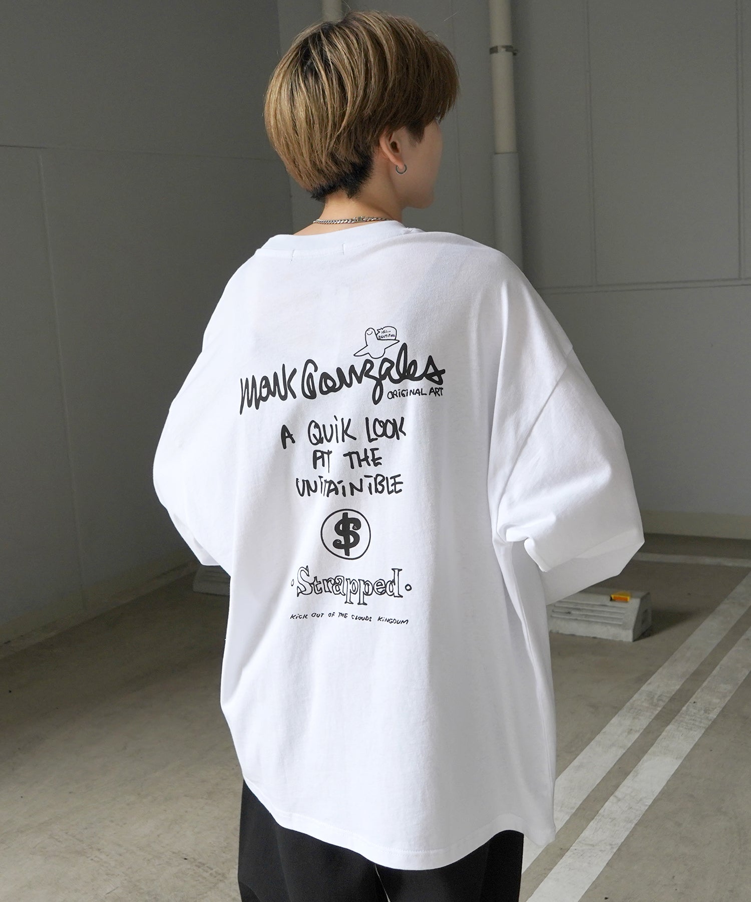 【MARK GONZALES ARTWORK COLLECTION / マーク ゴンザレス】ワンポイント刺繍 / バックプリント / 袖プリント ビッグシルエットロンT