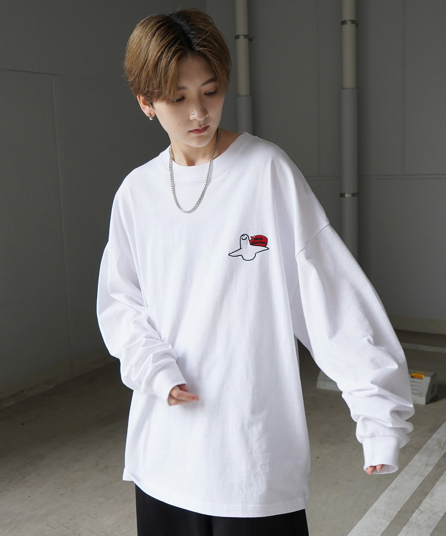 【MARK GONZALES ARTWORK COLLECTION / マーク ゴンザレス】ワンポイント刺繍 / バックプリント / 袖プリント ビッグシルエットロンT