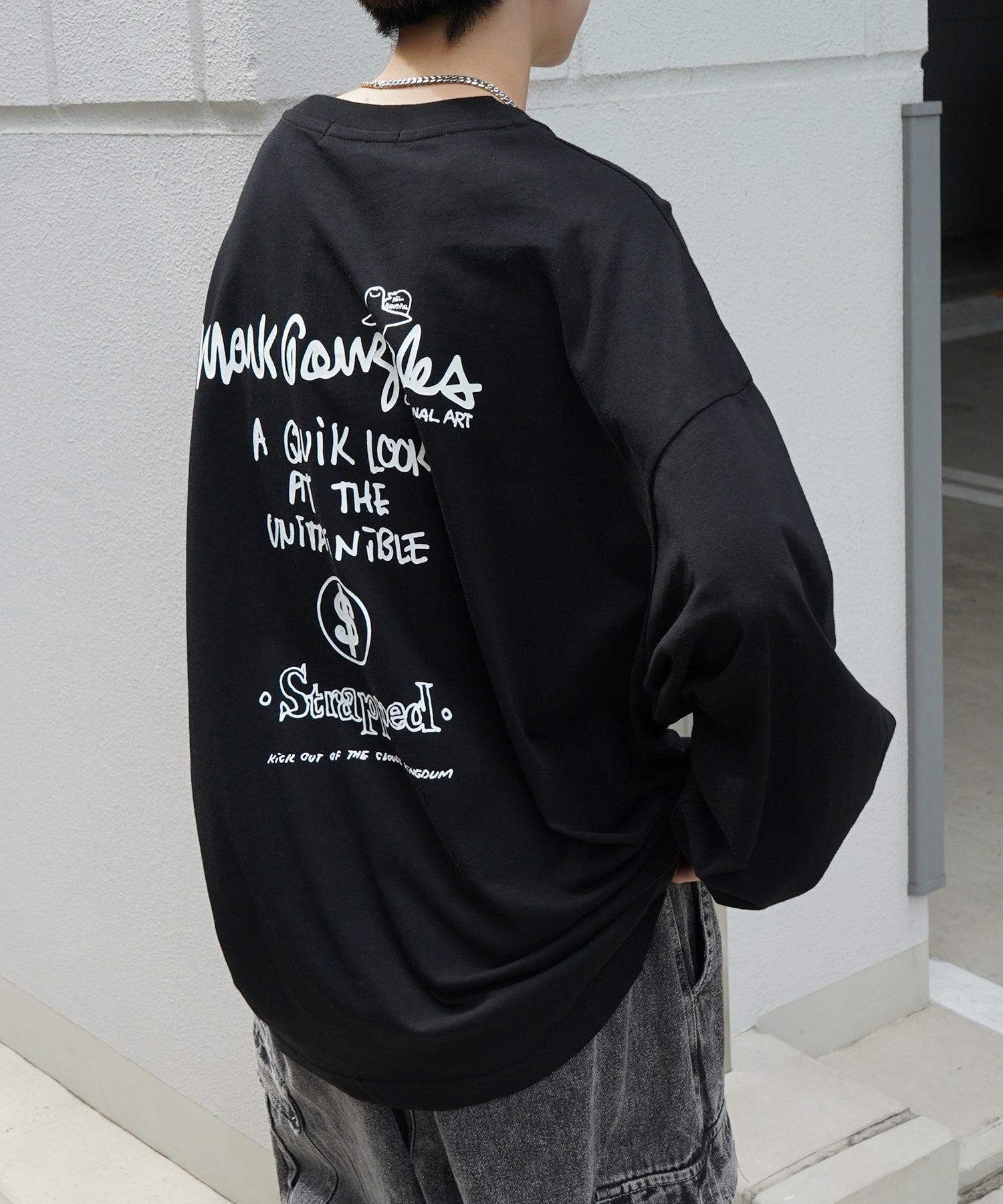 【MARK GONZALES ARTWORK COLLECTION / マーク ゴンザレス】ワンポイント刺繍 / バックプリント / 袖プリント ビッグシルエットロンT