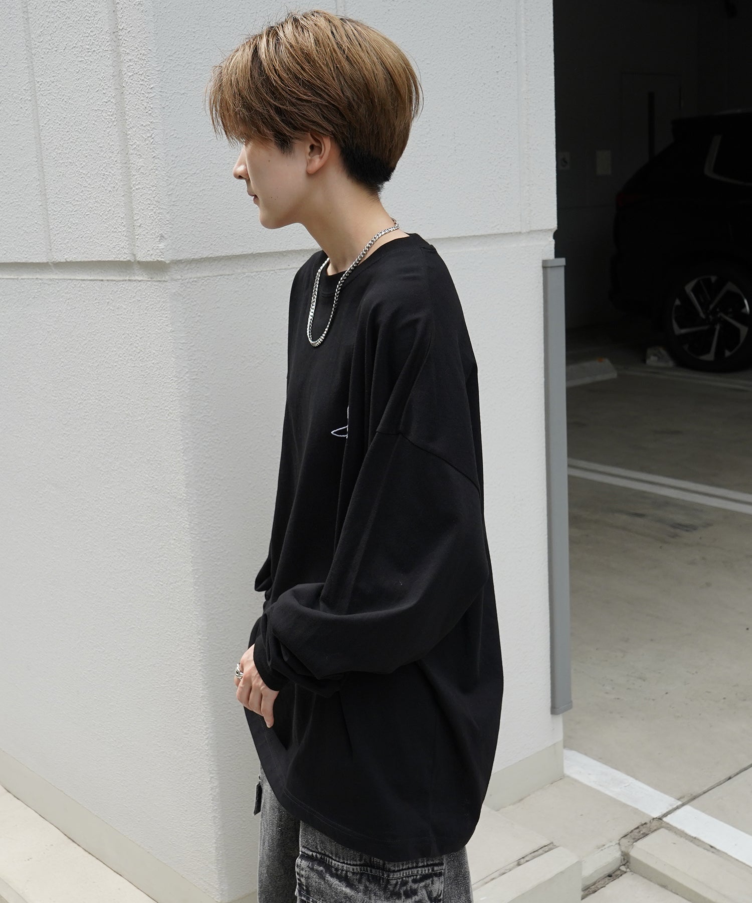 【MARK GONZALES ARTWORK COLLECTION / マーク ゴンザレス】ワンポイント刺繍 / バックプリント / 袖プリント ビッグシルエットロンT