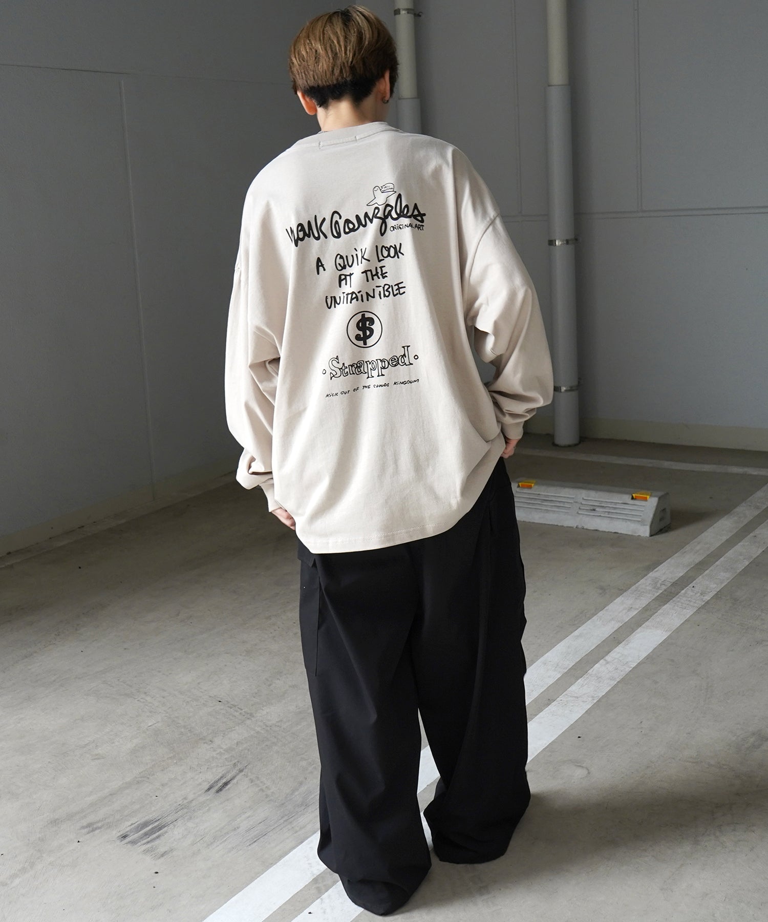 【MARK GONZALES ARTWORK COLLECTION / マーク ゴンザレス】ワンポイント刺繍 / バックプリント / 袖プリント ビッグシルエットロンT