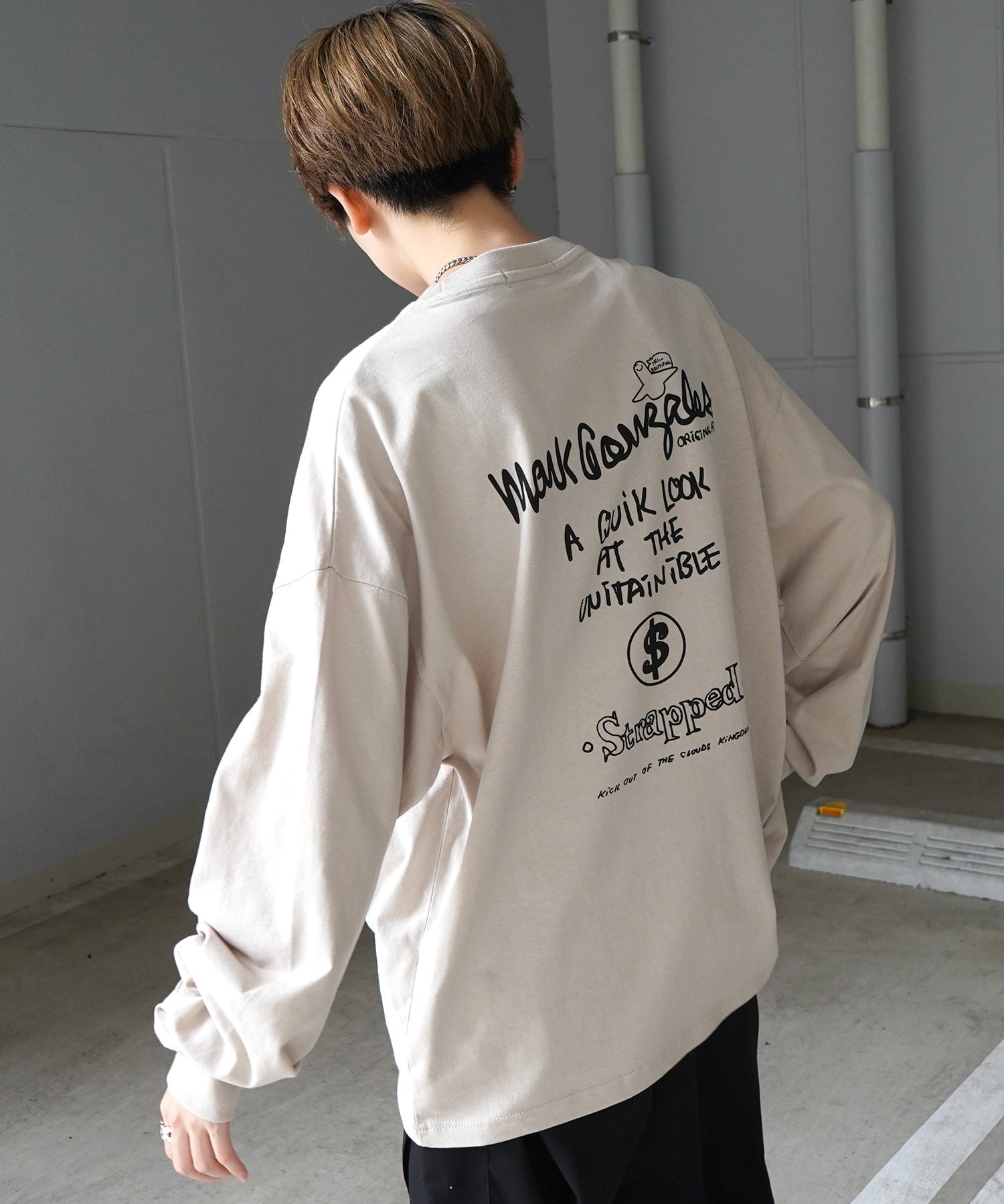 【MARK GONZALES ARTWORK COLLECTION / マーク ゴンザレス】ワンポイント刺繍 / バックプリント / 袖プリント ビッグシルエットロンT