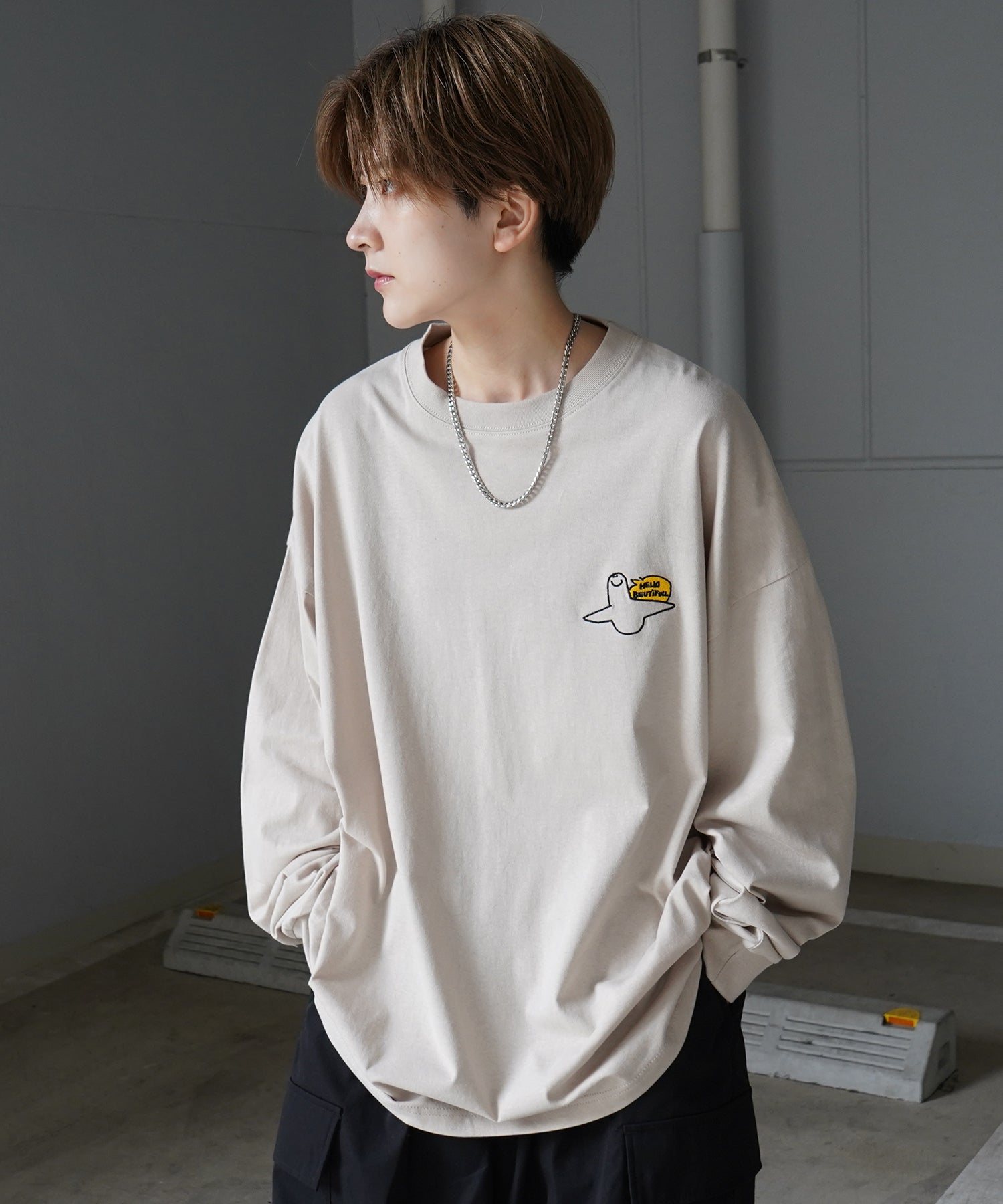 【MARK GONZALES ARTWORK COLLECTION / マーク ゴンザレス】ワンポイント刺繍 / バックプリント / 袖プリント ビッグシルエットロンT