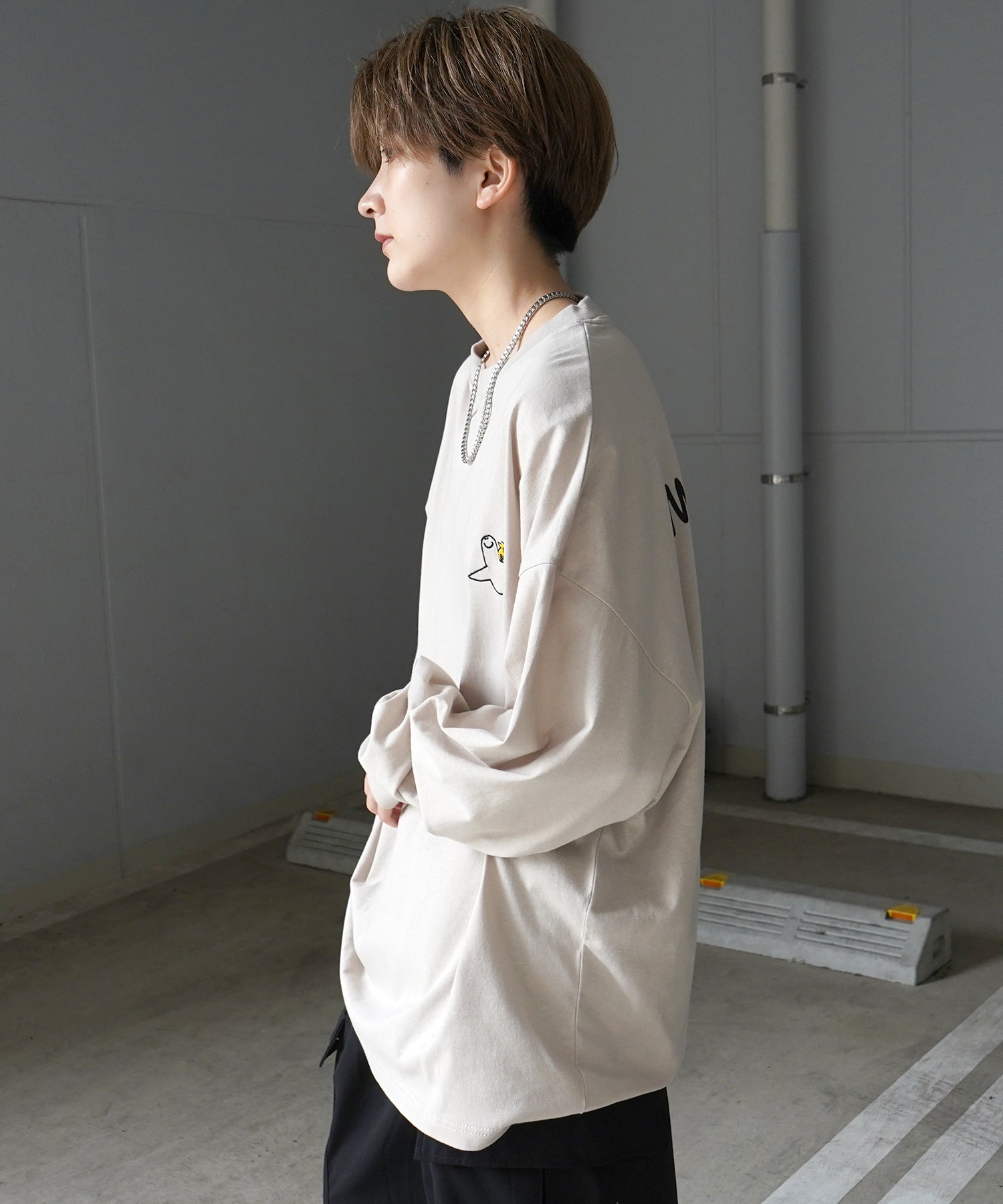 【MARK GONZALES ARTWORK COLLECTION / マーク ゴンザレス】ワンポイント刺繍 / バックプリント / 袖プリント ビッグシルエットロンT