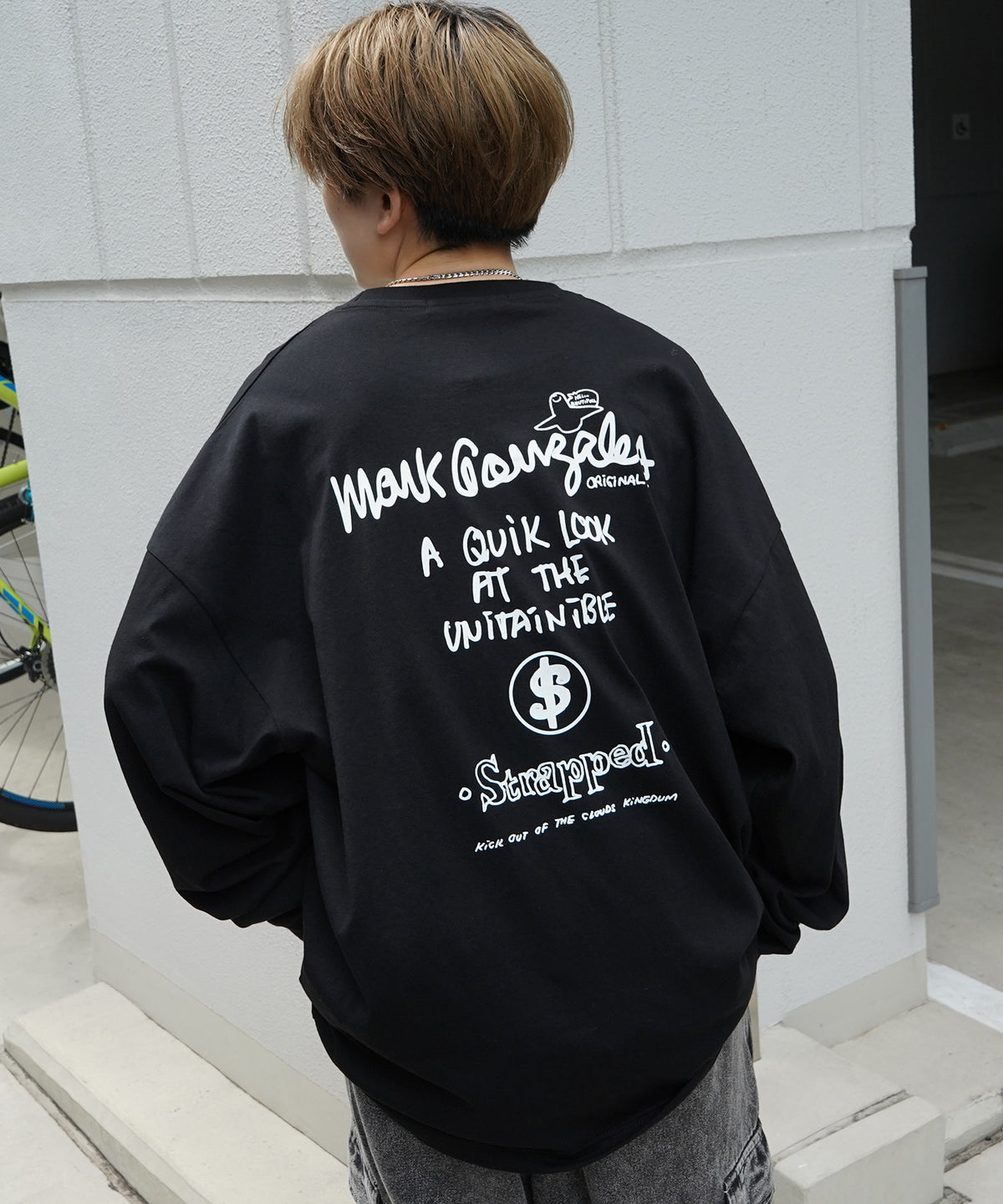 【MARK GONZALES ARTWORK COLLECTION / マーク ゴンザレス】ワンポイント刺繍 / バックプリント / 袖プリント ビッグシルエットロンT