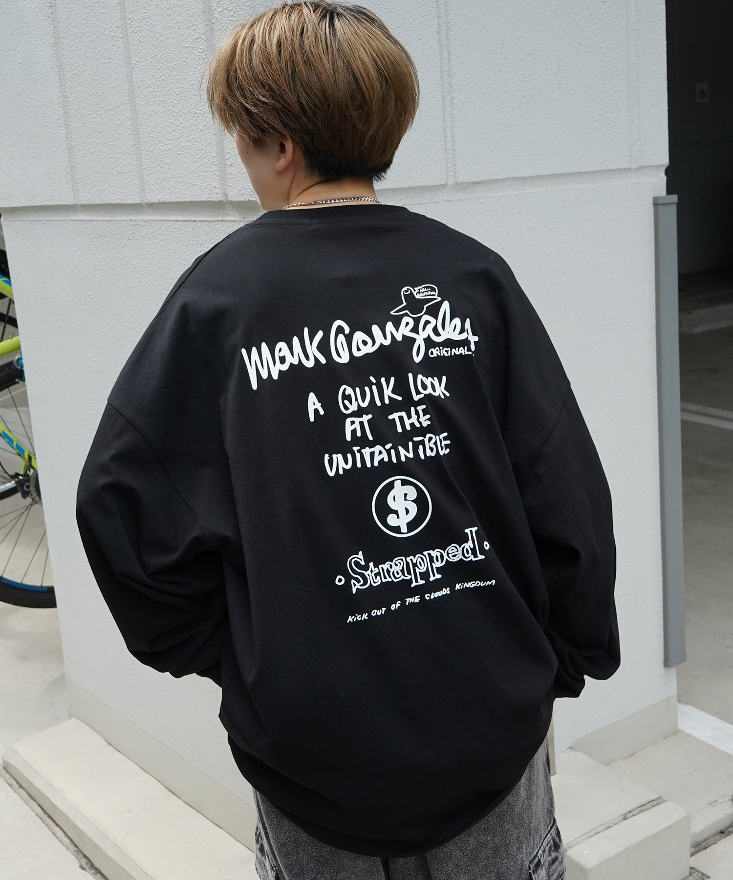 【MARK GONZALES ARTWORK COLLECTION / マーク ゴンザレス】ワンポイント刺繍 / バックプリント / 袖プリント ビッグシルエットロンT