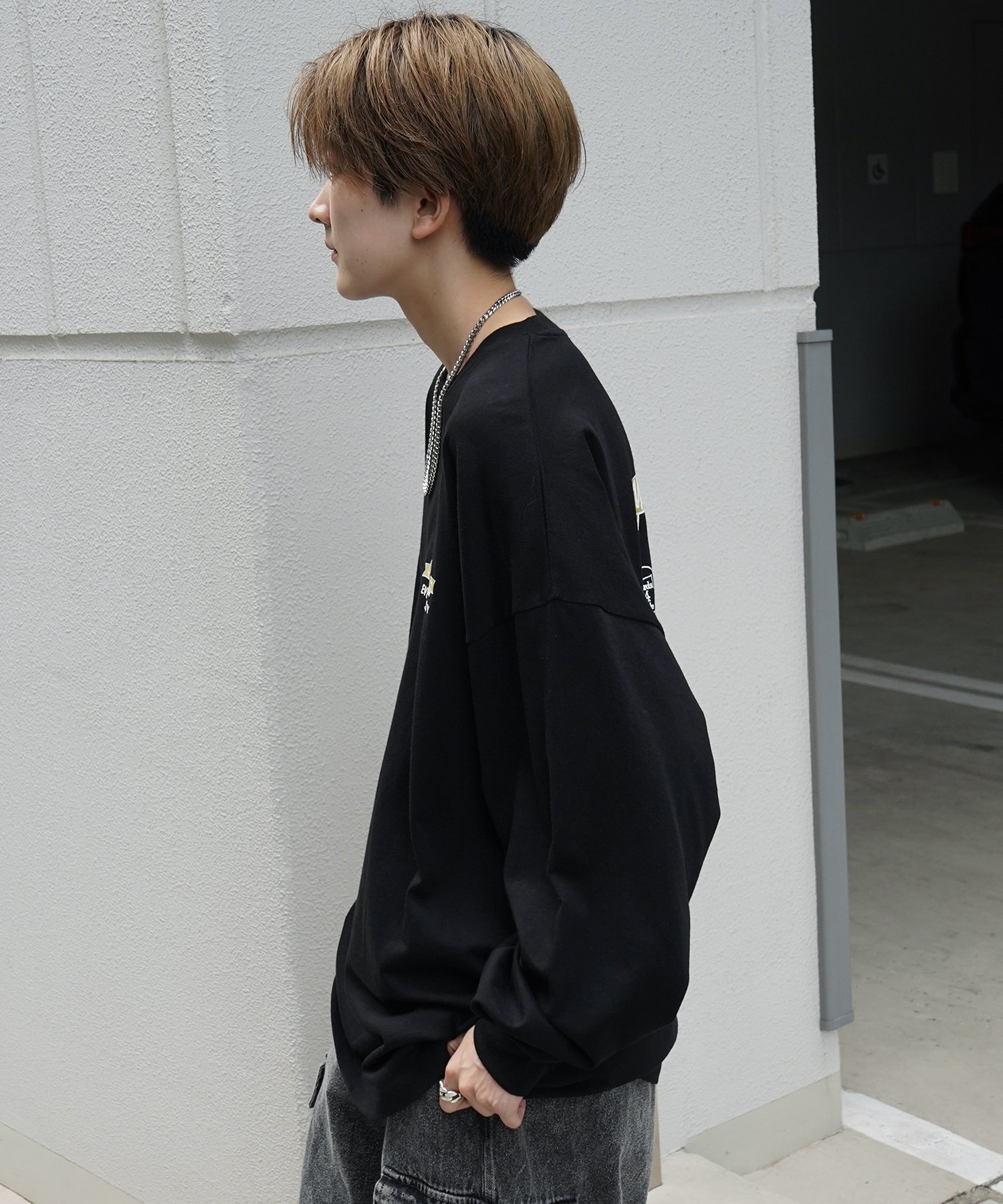 【MARK GONZALES ARTWORK COLLECTION / マーク ゴンザレス】ワンポイント刺繍 / バックプリント / 袖プリント ビッグシルエットロンT