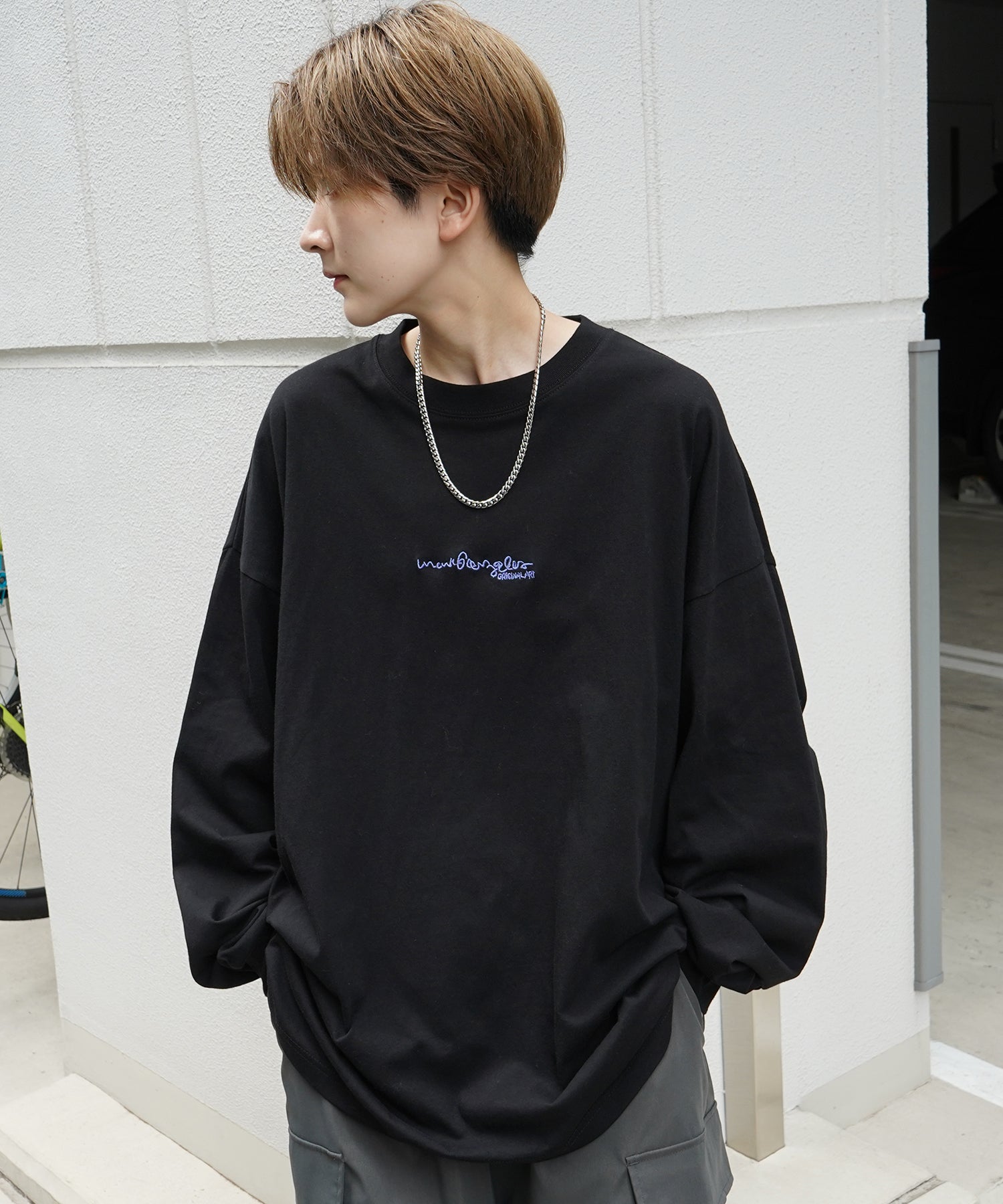 【MARK GONZALES ARTWORK COLLECTION / マーク ゴンザレス】ワンポイント刺繍 / バックプリント / 袖プリント ビッグシルエットロンT