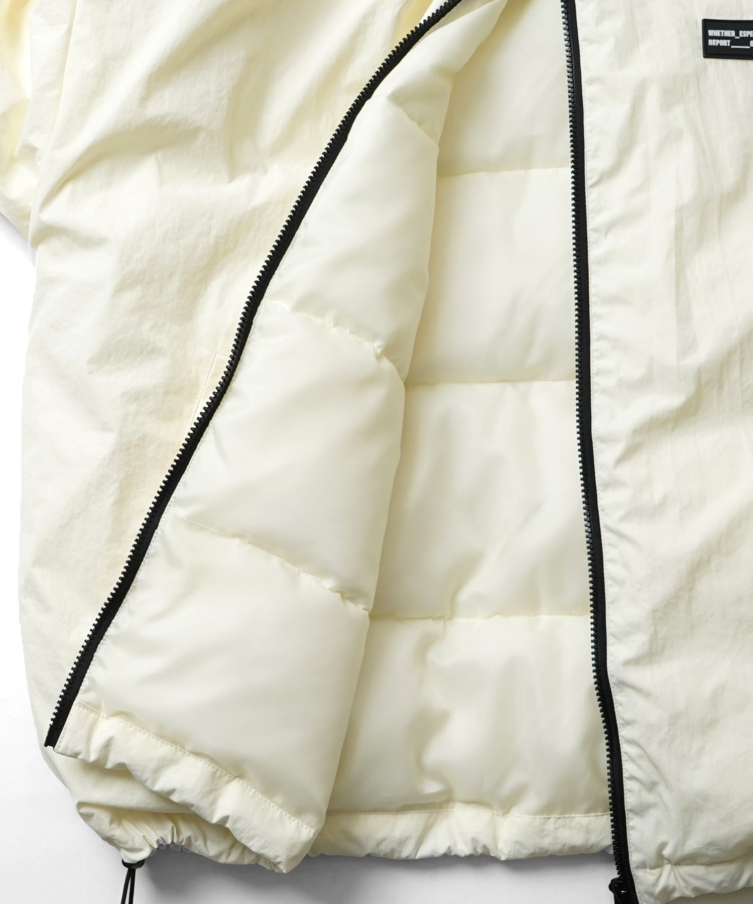 ビッグシルエット ラバーワンポイントロゴ ナイロン エコダウンジャケットフーディー