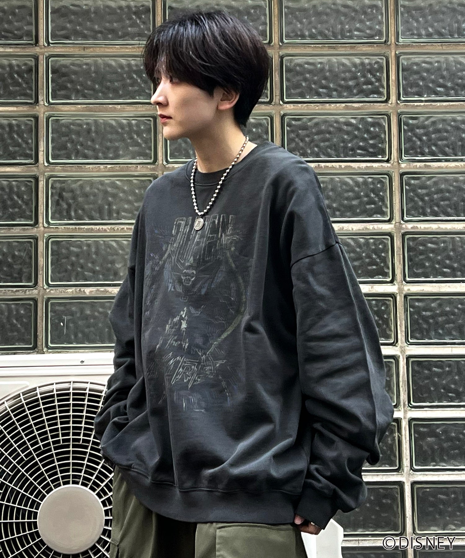 24SS【Disney / ディズニー】VILLAINS / ヴィランズ EVIL QUEEN / 女王 ビッグシルエット ヴィンテージライク ピグメント加工 レトロプリントスウェットプルオーバー