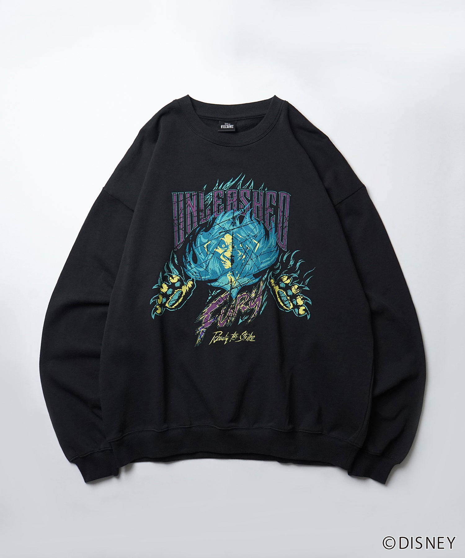 24SS【Disney / ディズニー】VILLAINS / ヴィランズ SCAR / スカ― ビッグシルエット ヴィンテージライク ピグメント加工 レトロプリントスウェットプルオーバー