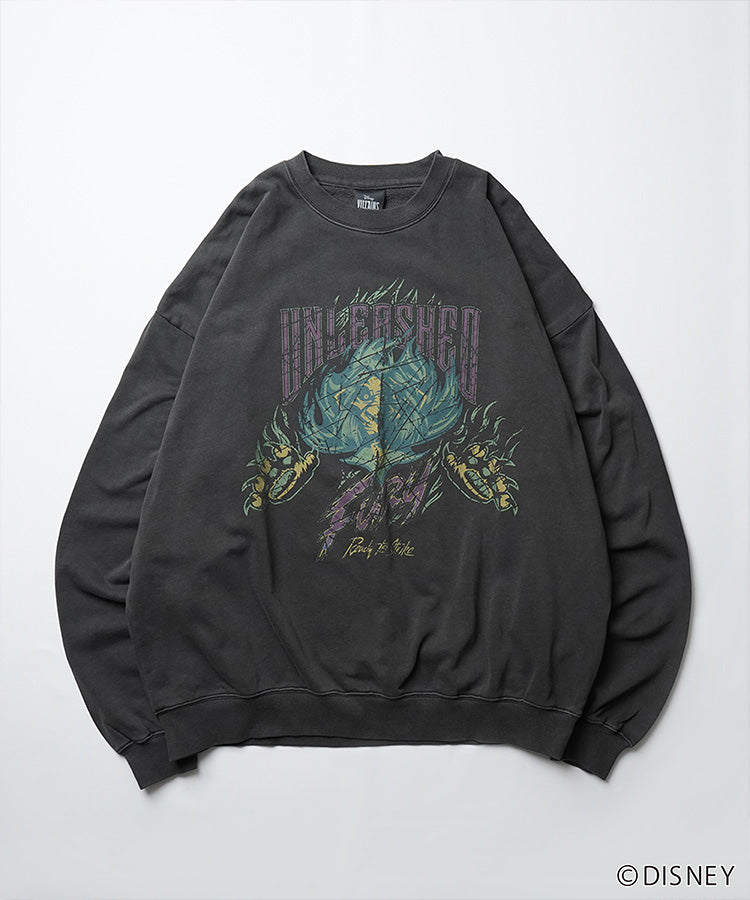 24SS【Disney / ディズニー】VILLAINS / ヴィランズ SCAR / スカ― ビッグシルエット ヴィンテージライク ピグメント加工 レトロプリントスウェットプルオーバー