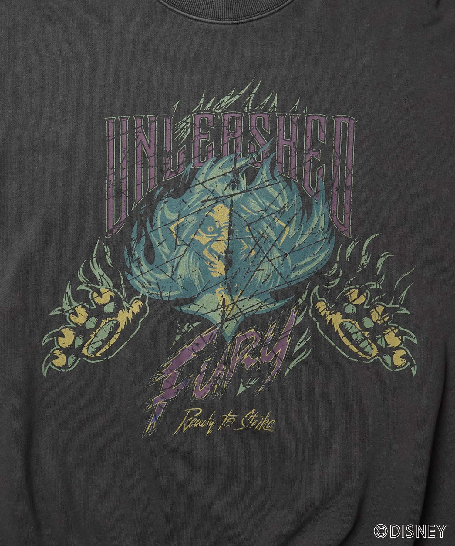 24SS【Disney / ディズニー】VILLAINS / ヴィランズ SCAR / スカ― ビッグシルエット ヴィンテージライク ピグメント加工 レトロプリントスウェットプルオーバー