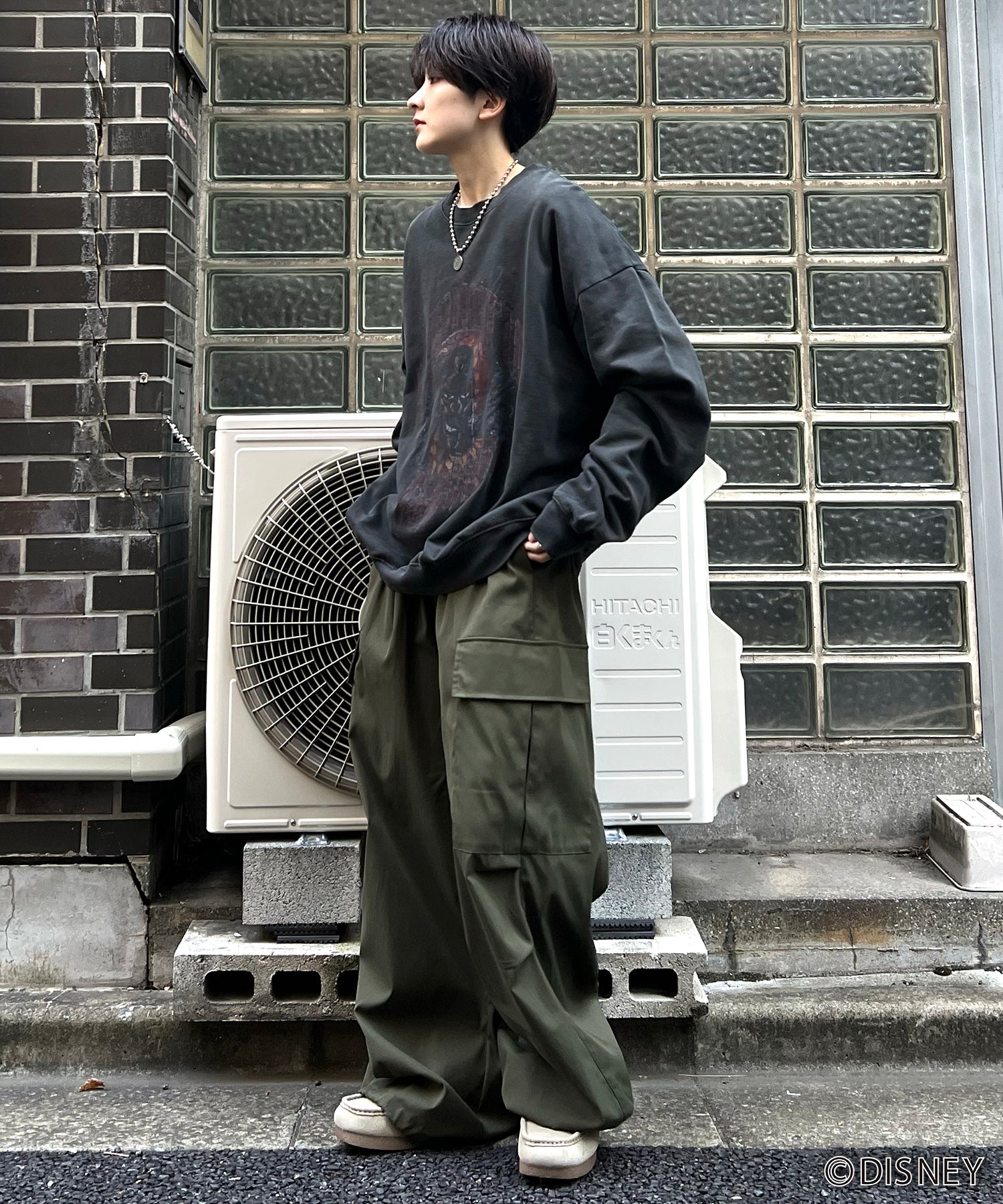 24SS【Disney / ディズニー】VILLAINS / ヴィランズ JAFER / ジャファー ビッグシルエット ヴィンテージライク ピグメント加工 レトロプリントスウェットプルオーバー