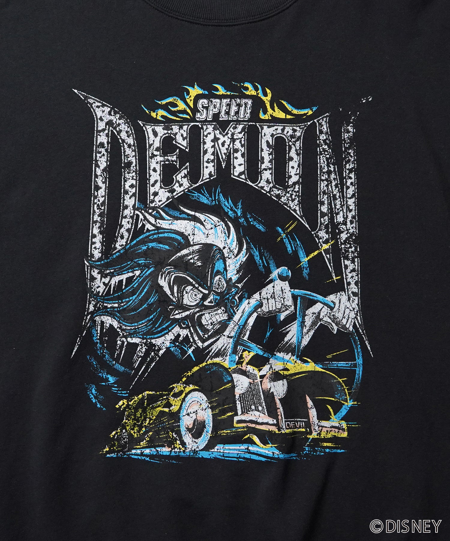 24SS【Disney / ディズニー】VILLAINS / ヴィランズ CRUELLA / クルエラ ビッグシルエット ヴィンテージライク ピグメント加工 レトロプリントスウェットプルオーバー