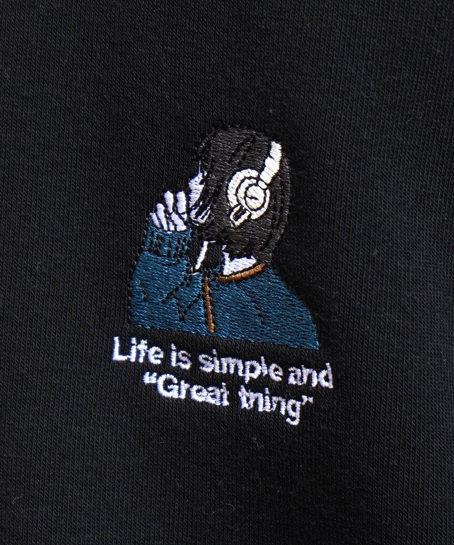 ヘッドホンガール イラストワンポイント刺繍 ビッグシルエット 裏起毛プルオーバースウェット