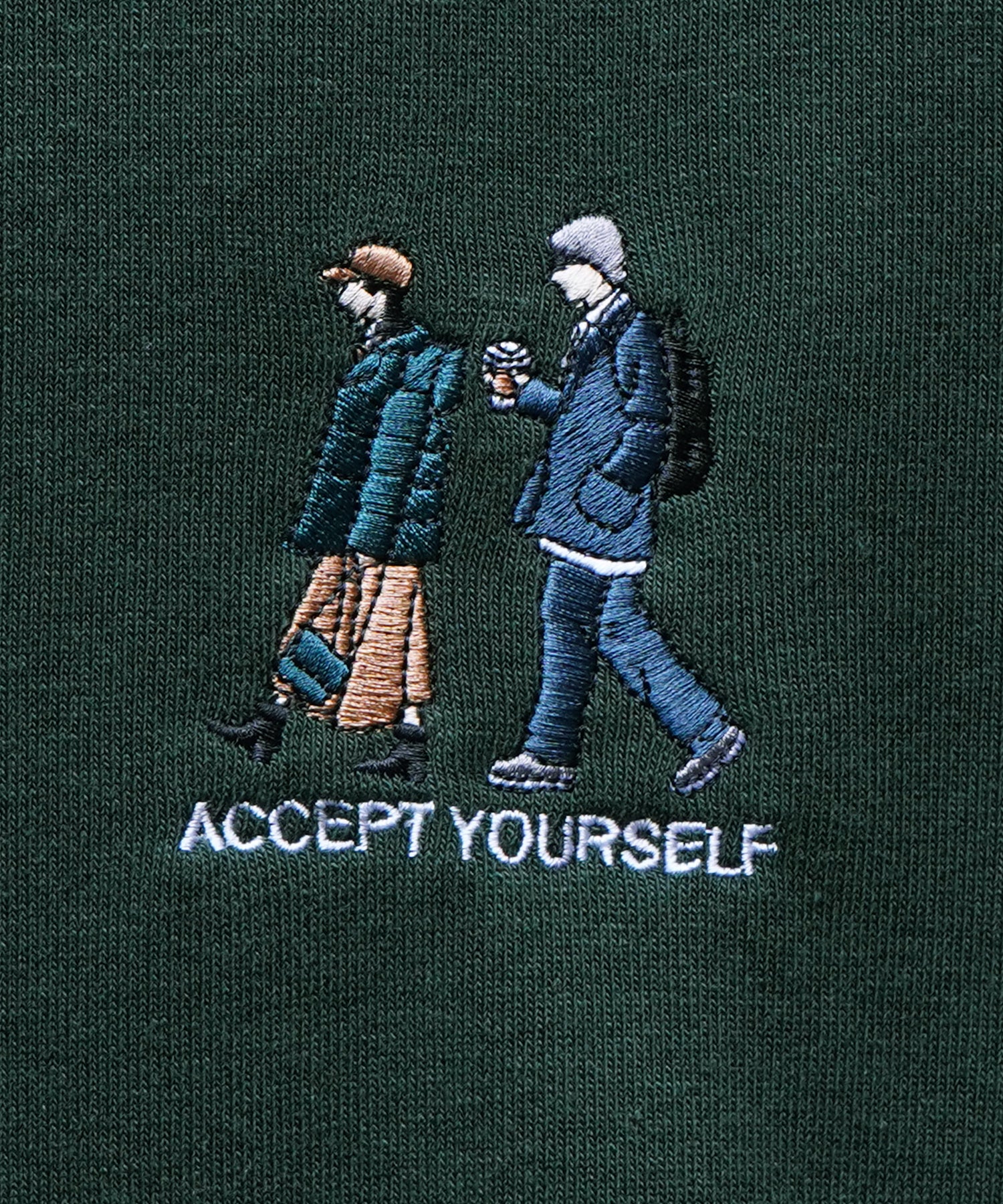 ウォーキング刺繡A ワンポイント刺繍ロゴ ビッグシルエット 裏起毛プルオーバーハーフジップスウェット