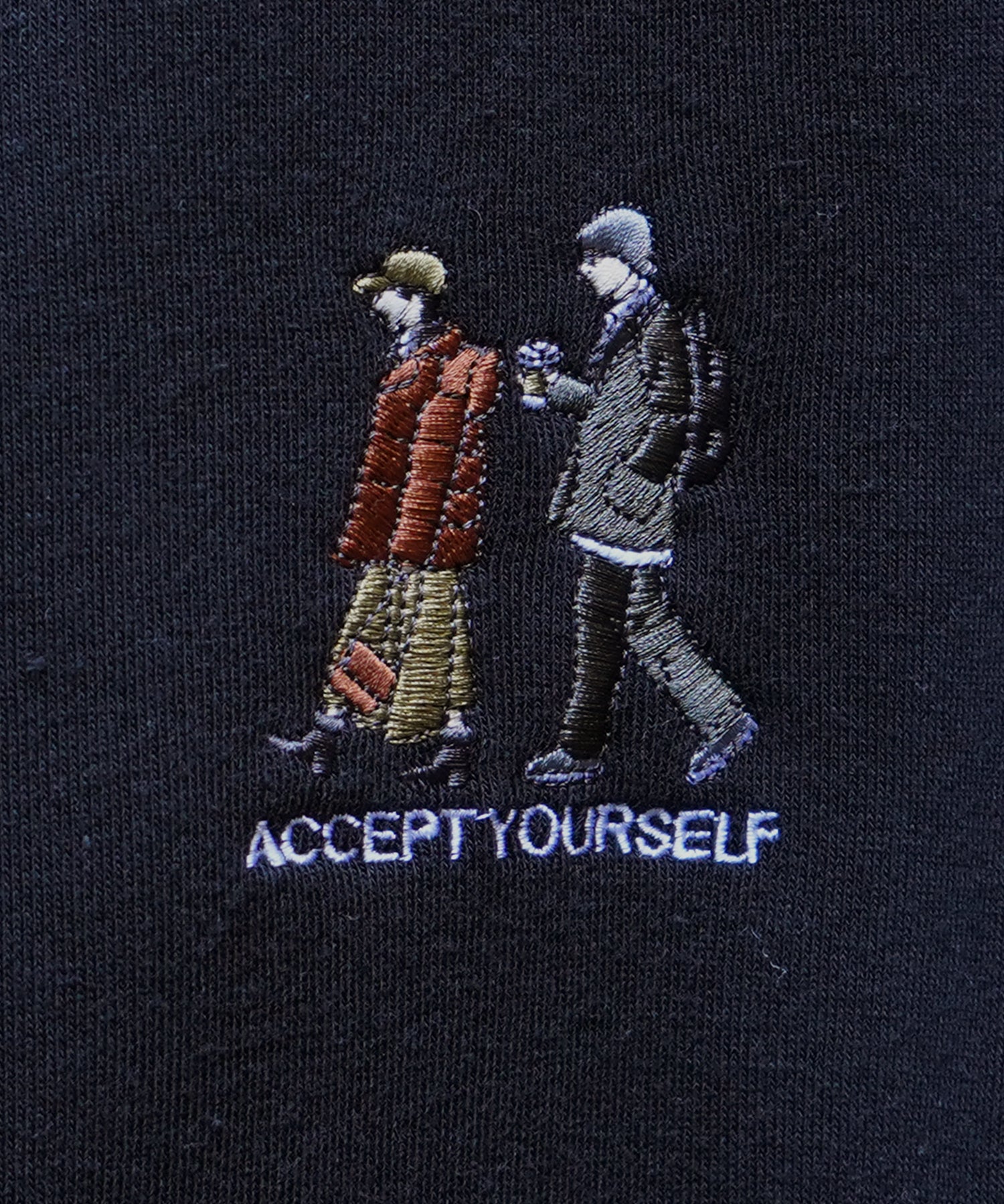 ウォーキング刺繡A ワンポイント刺繍ロゴ ビッグシルエット 裏起毛プルオーバーハーフジップスウェット