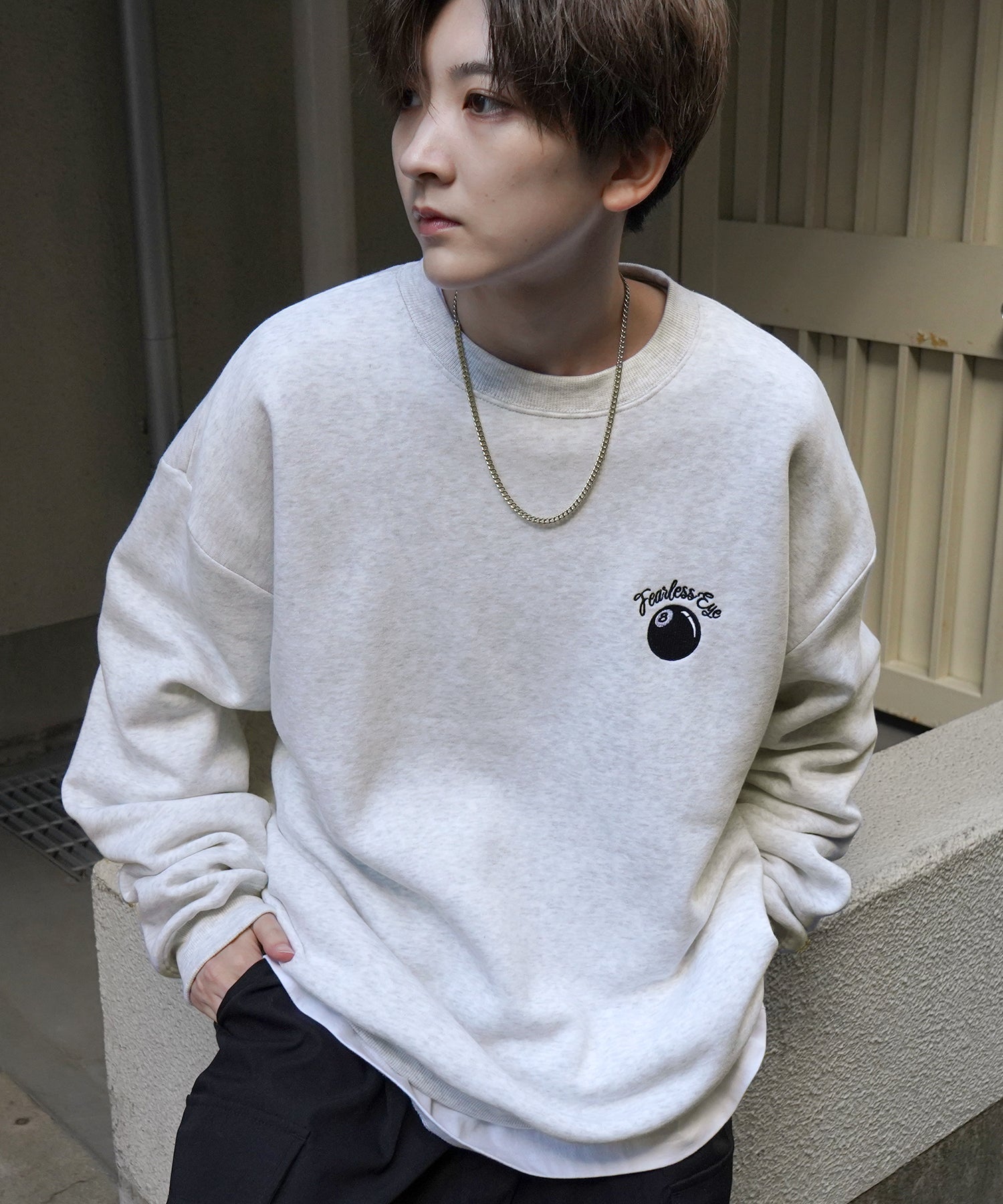 8ボール / ダイス ワンポイント刺繍ロゴ ビッグシルエット プルオーバースウェット