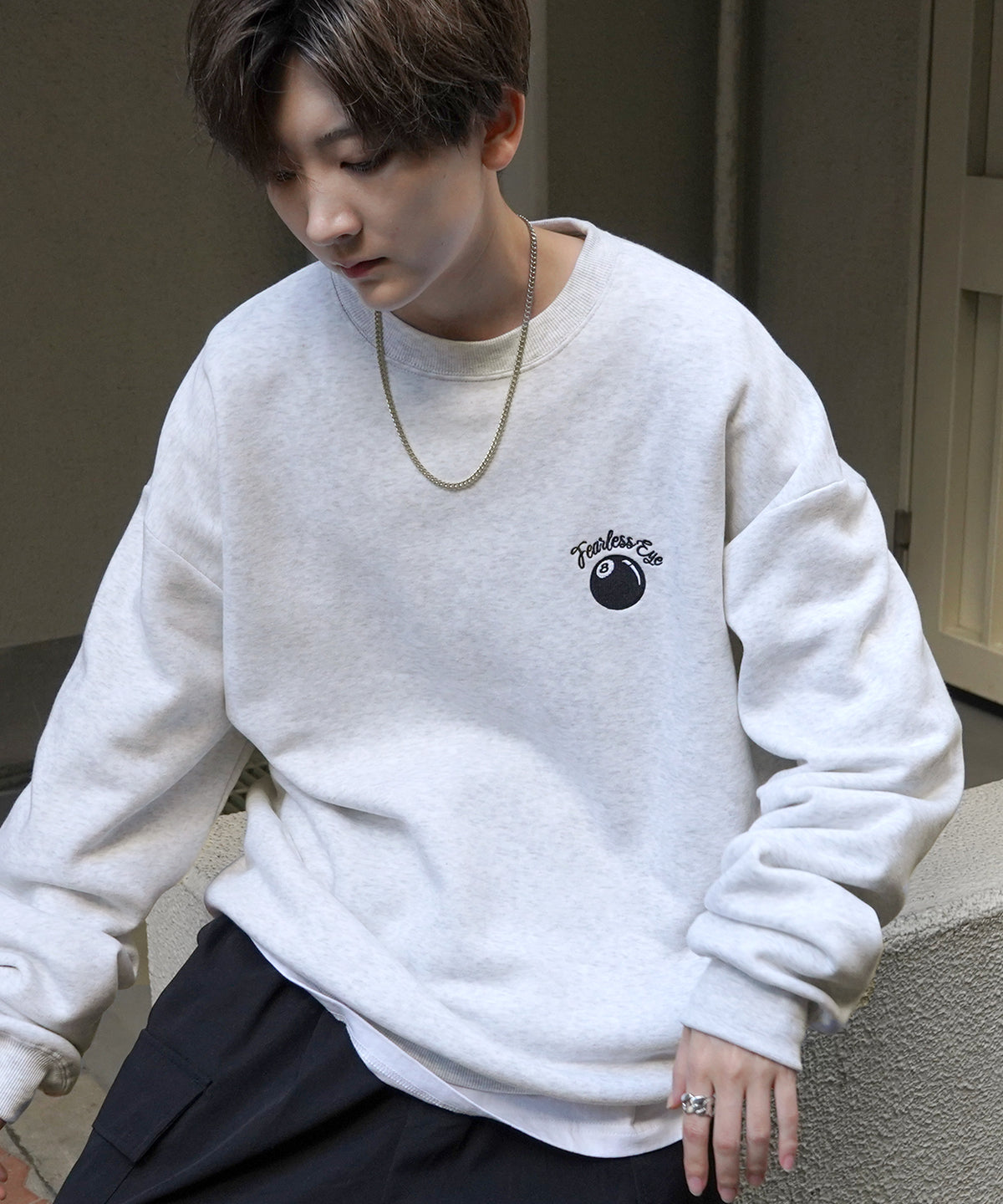 8ボール / ダイス ワンポイント刺繍ロゴ ビッグシルエット プルオーバースウェット