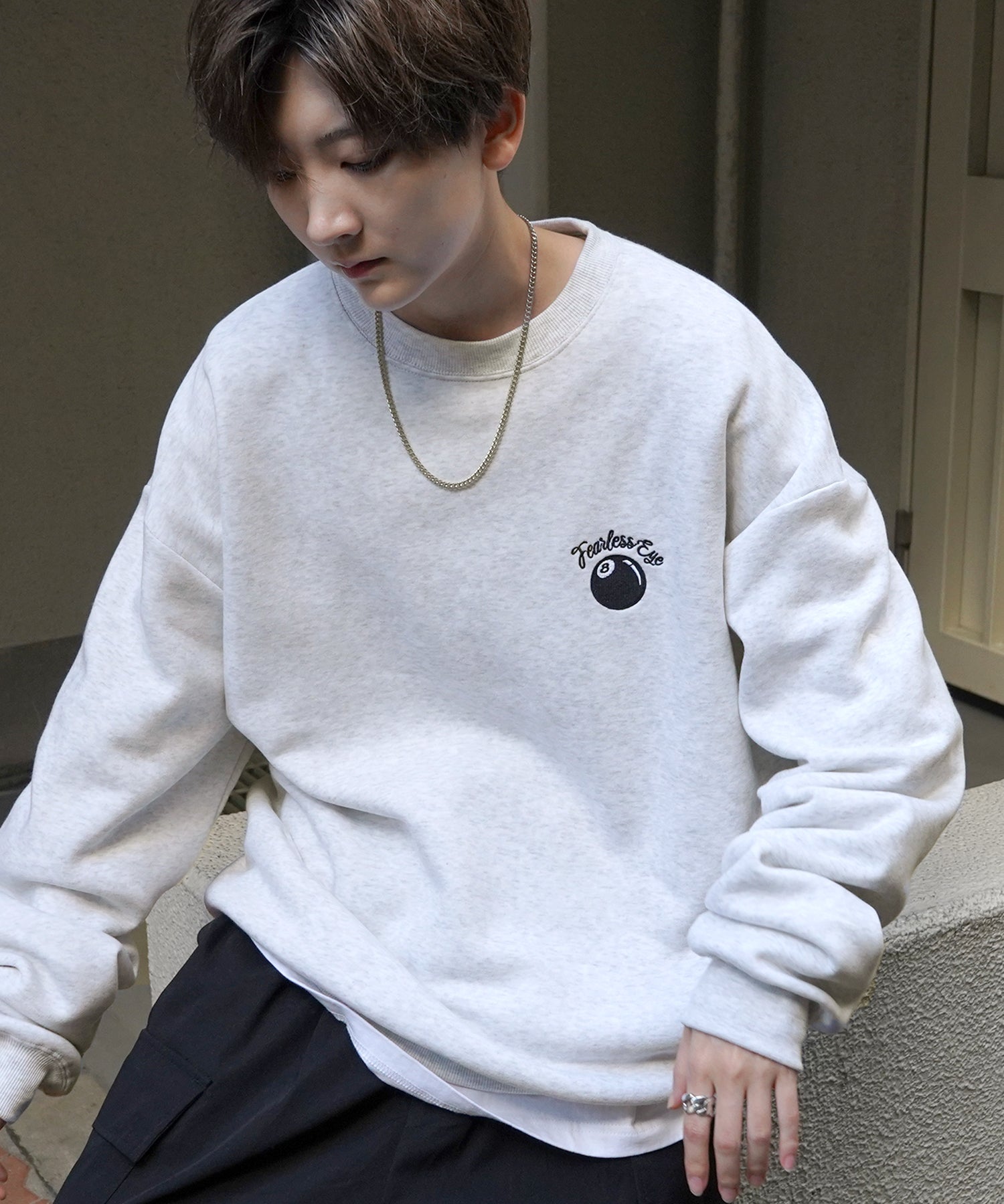 8ボール / ダイス ワンポイント刺繍ロゴ ビッグシルエット プルオーバースウェット