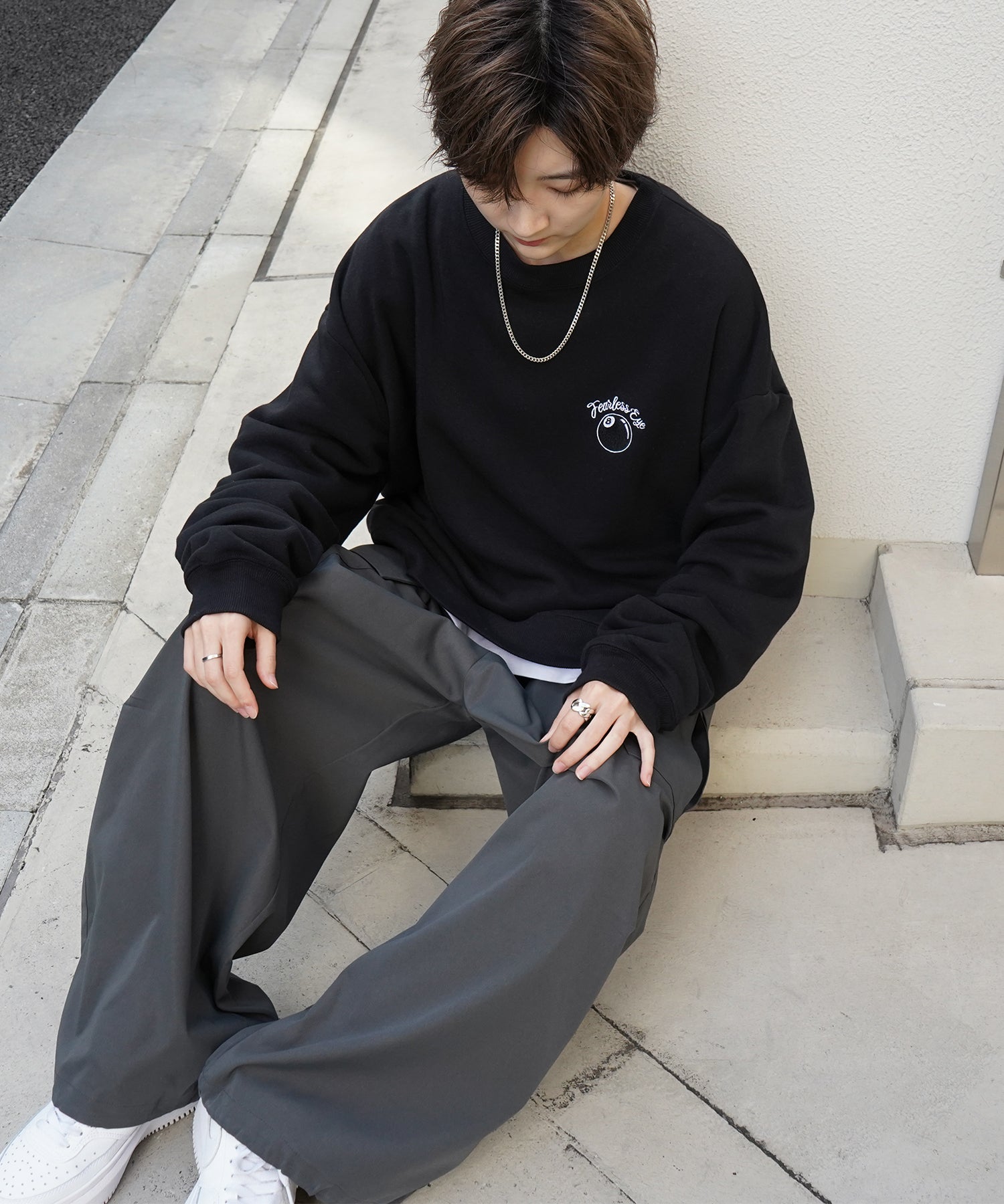 8ボール / ダイス ワンポイント刺繍ロゴ ビッグシルエット プルオーバースウェット