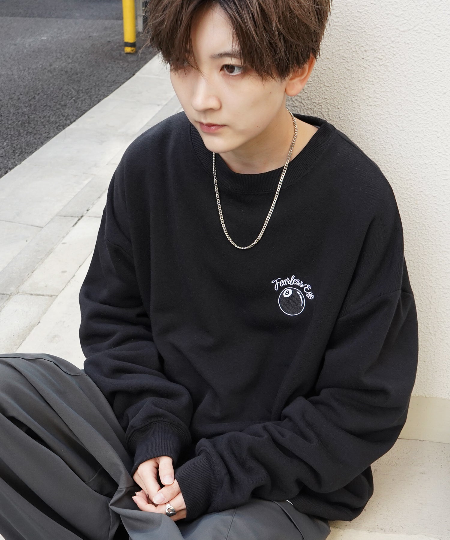 8ボール / ダイス ワンポイント刺繍ロゴ ビッグシルエット プルオーバースウェット