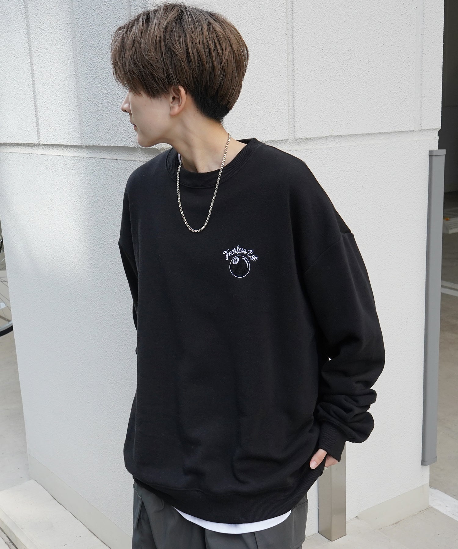 8ボール / ダイス ワンポイント刺繍ロゴ ビッグシルエット プルオーバースウェット