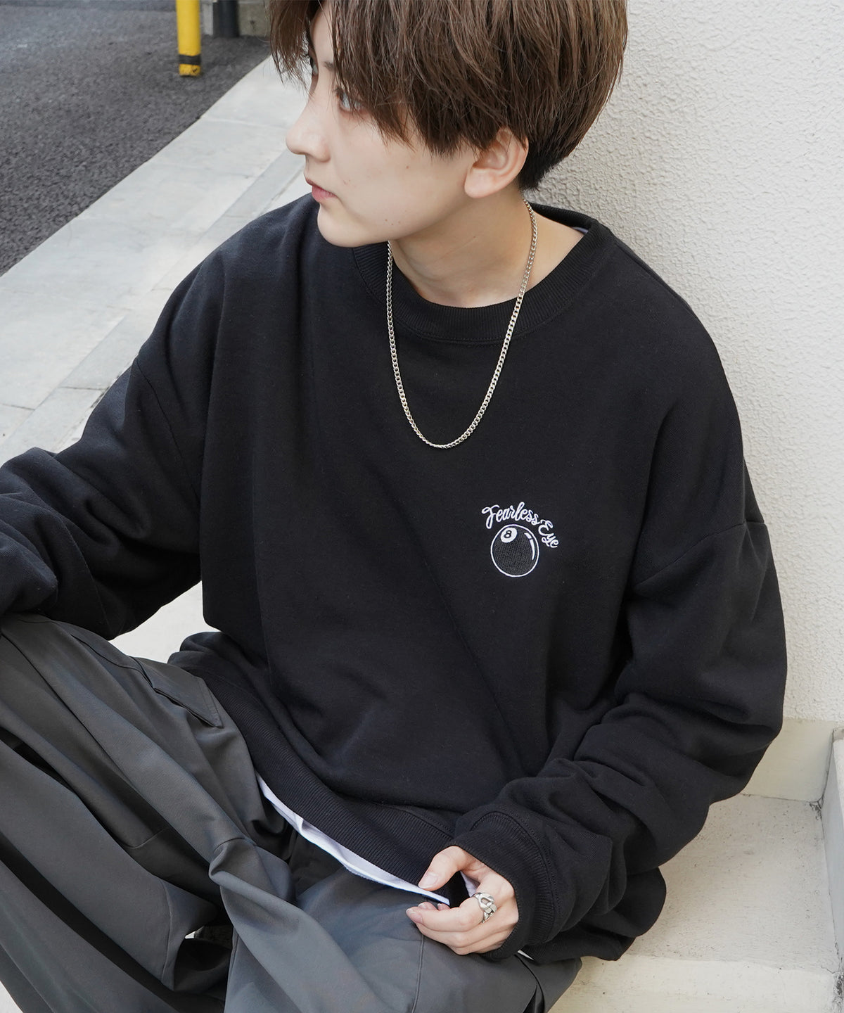 8ボール / ダイス ワンポイント刺繍ロゴ ビッグシルエット プルオーバースウェット