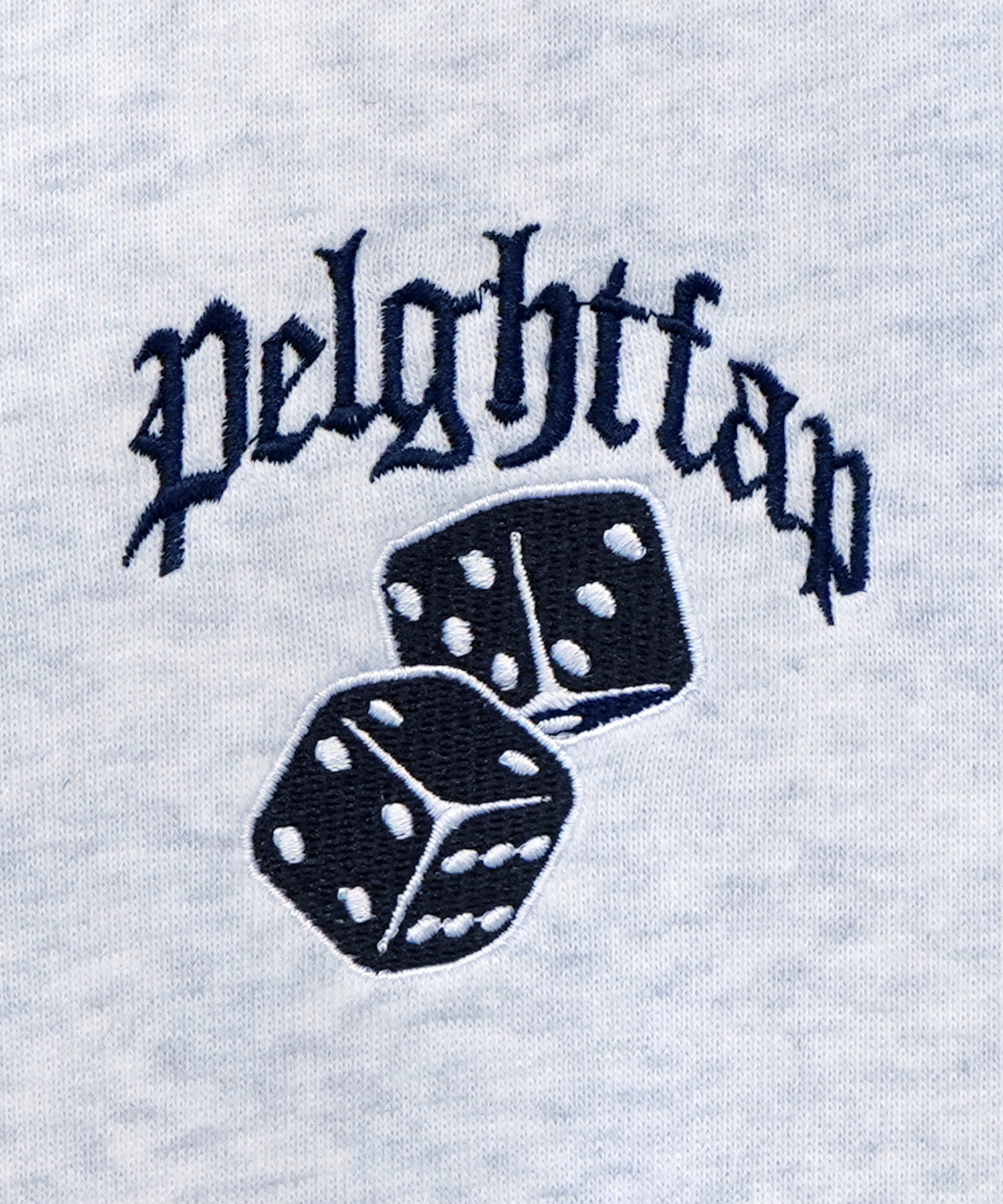 ビリヤード/ダイス ワンポイント刺繍ロゴ ビッグシルエット 裏起毛プルオーバーハーフジップスウェット