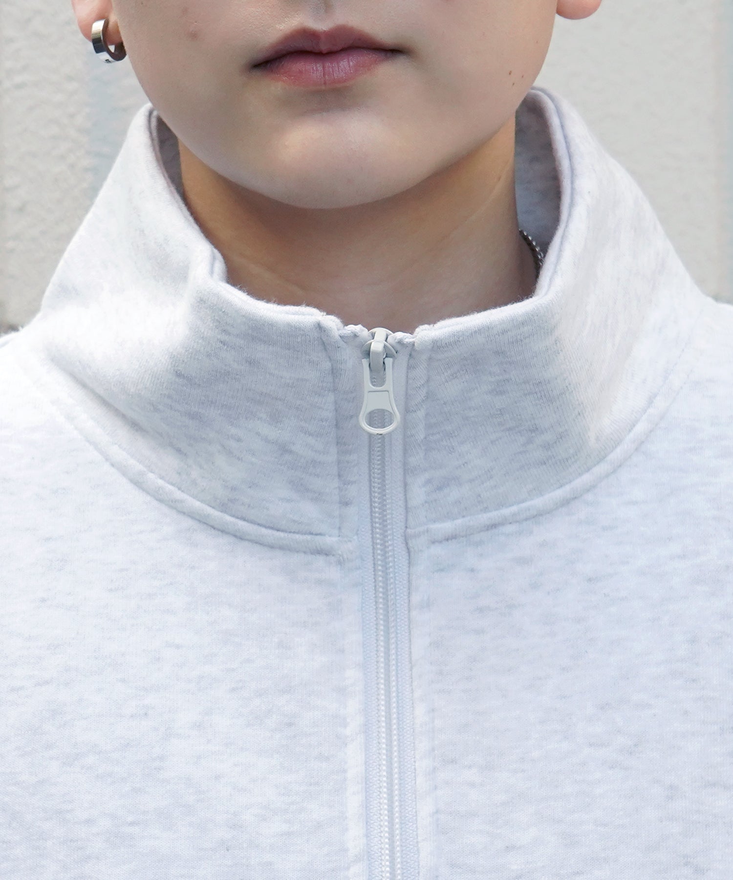 ビリヤード/ダイス ワンポイント刺繍ロゴ ビッグシルエット 裏起毛プルオーバーハーフジップスウェット